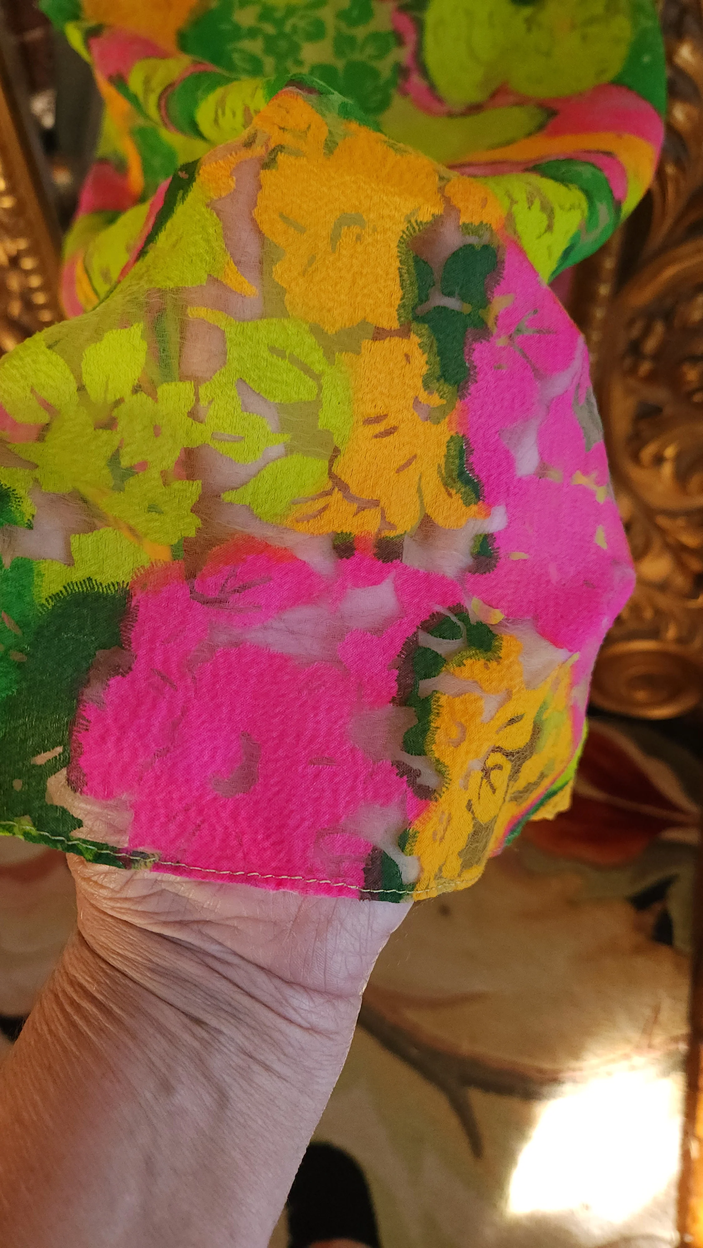 60s Mod Neon Flocked Shift Dress - Image 5