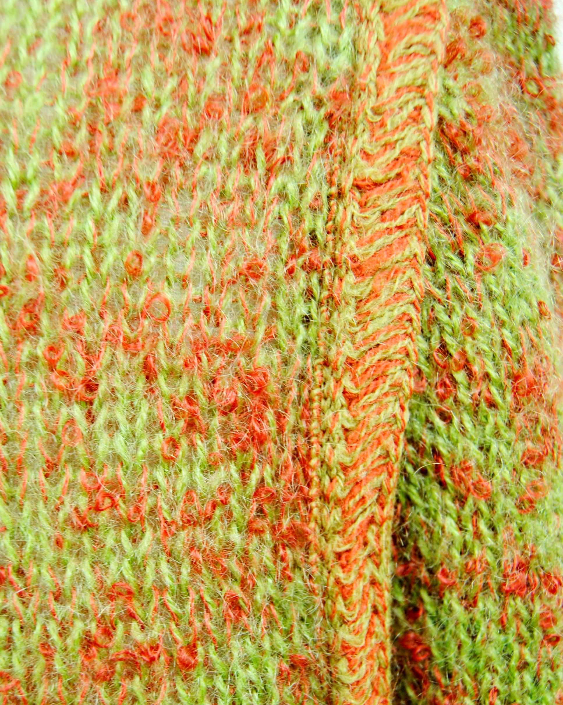 60s Mod Orange And Green Chunky Knit Cardigan By Saks Fifth Avenue - Image 8