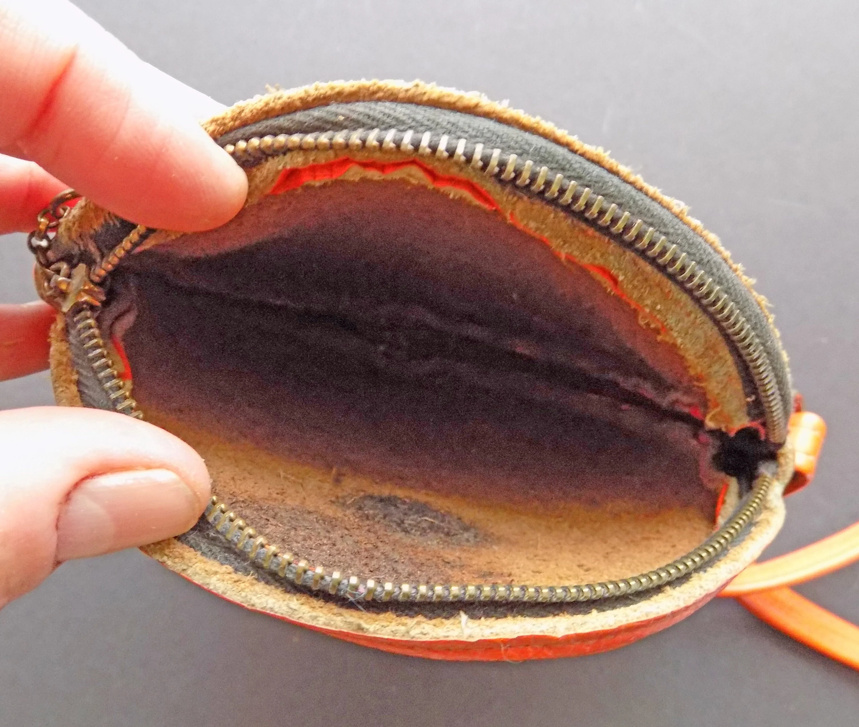 60s Mod Orange Leather Round Shoulder Bag Crossover Purse Bag Carnaby Street Hand Made Handmade Artisan by Carnaby Street - Image 5