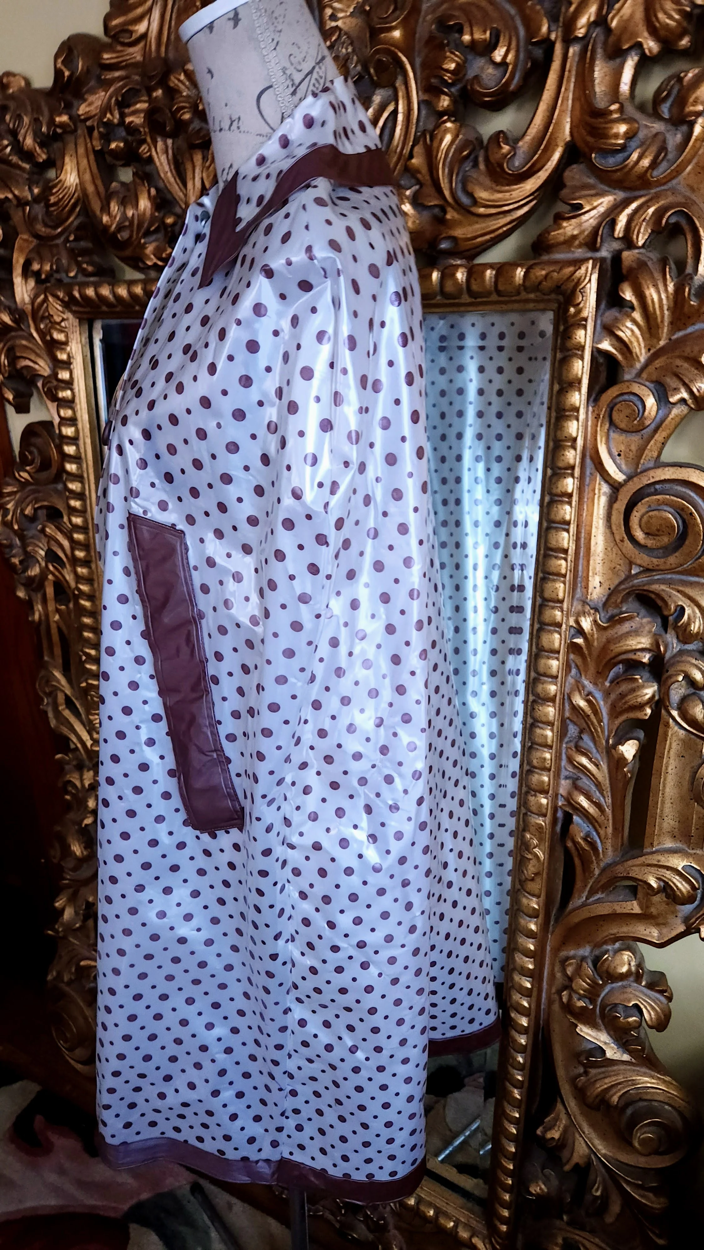 60s Mod Polka Dot Vinyl Poncho And Rain Bonnet - Image 5