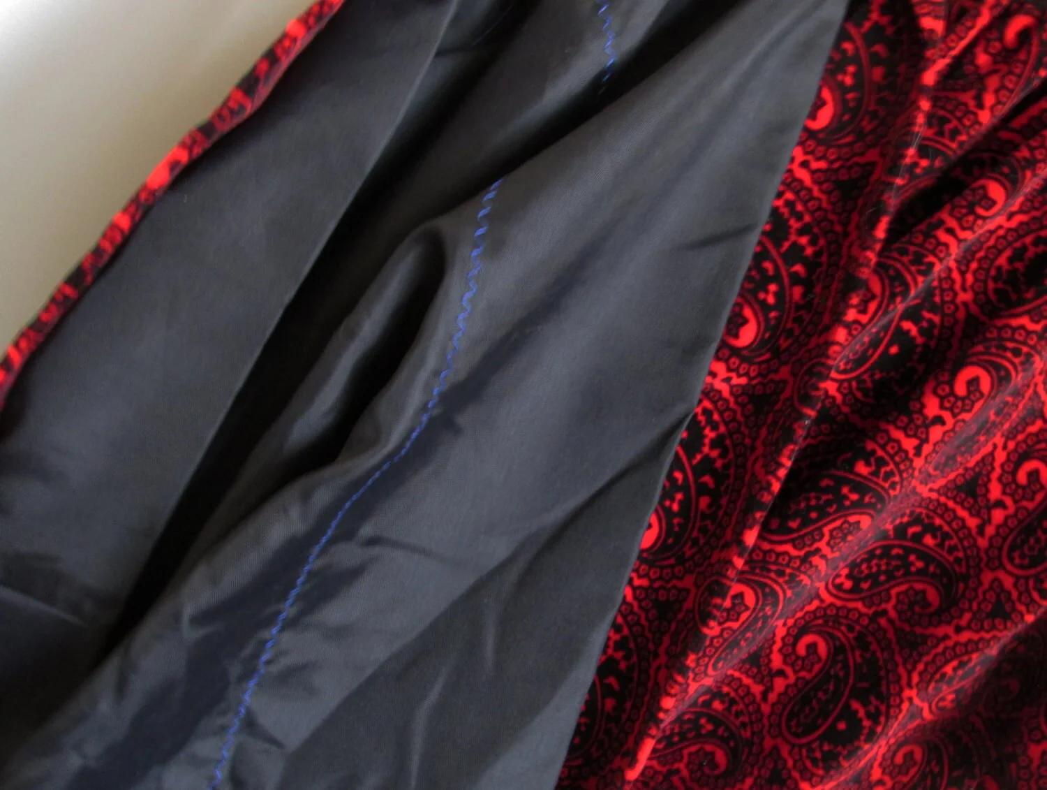 60s Mod Red Velvet Paisley Party Dress with Bell Sleeves by Calderon - Image 4