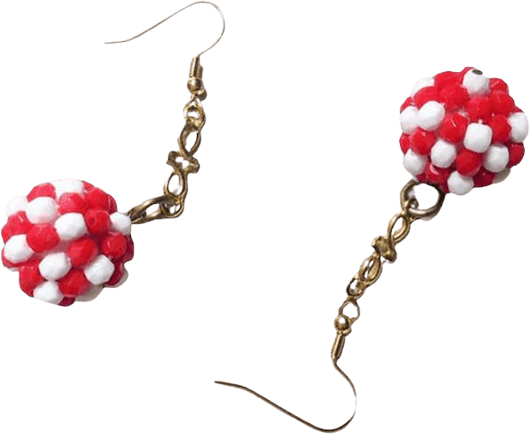 60s Mod Red White Go Go Girl Ball Earrings 4 Holidays - Image 2