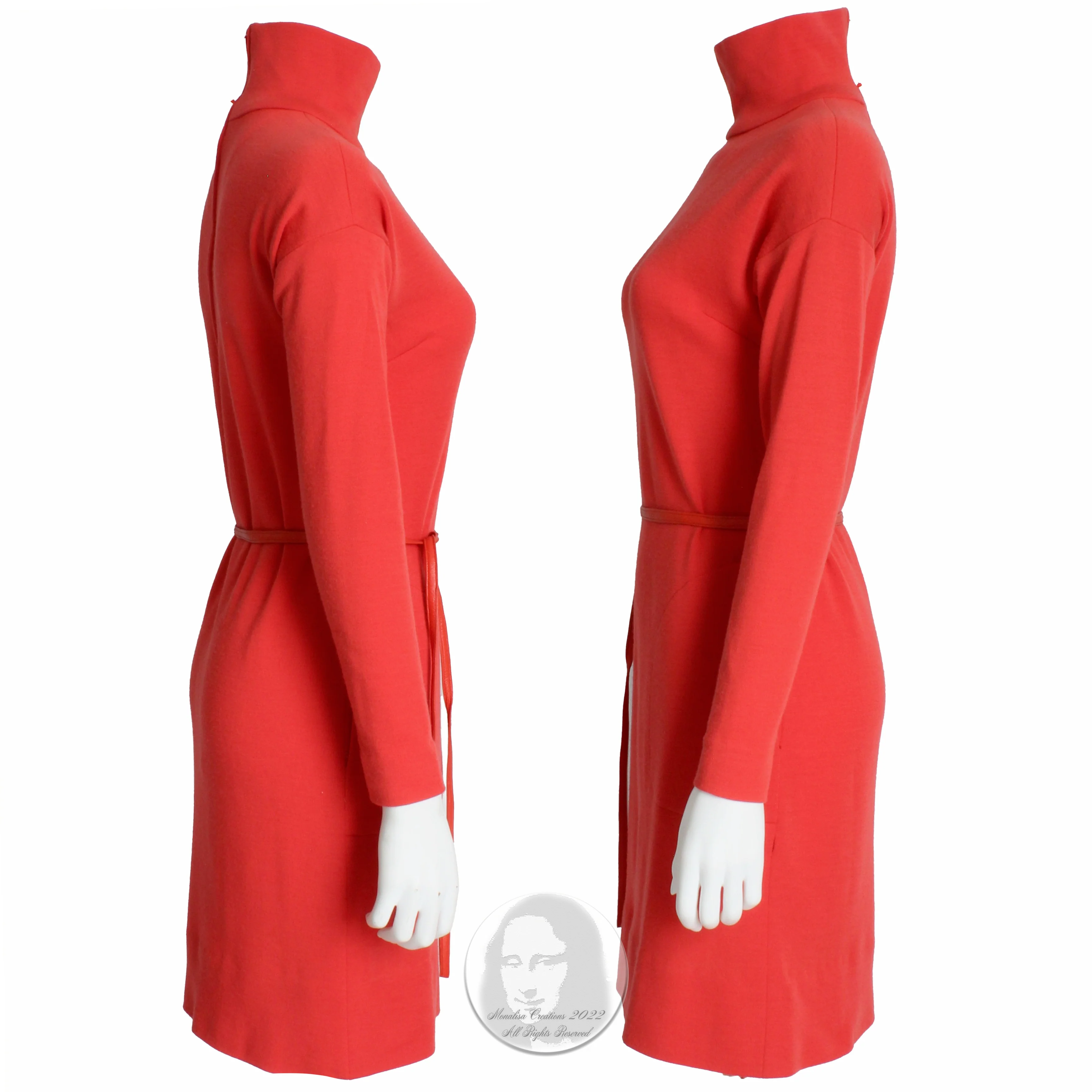 60s Mod Turtleneck Dress And Boucle Wool Leather Vest By Bonnie Cashin - Image 11