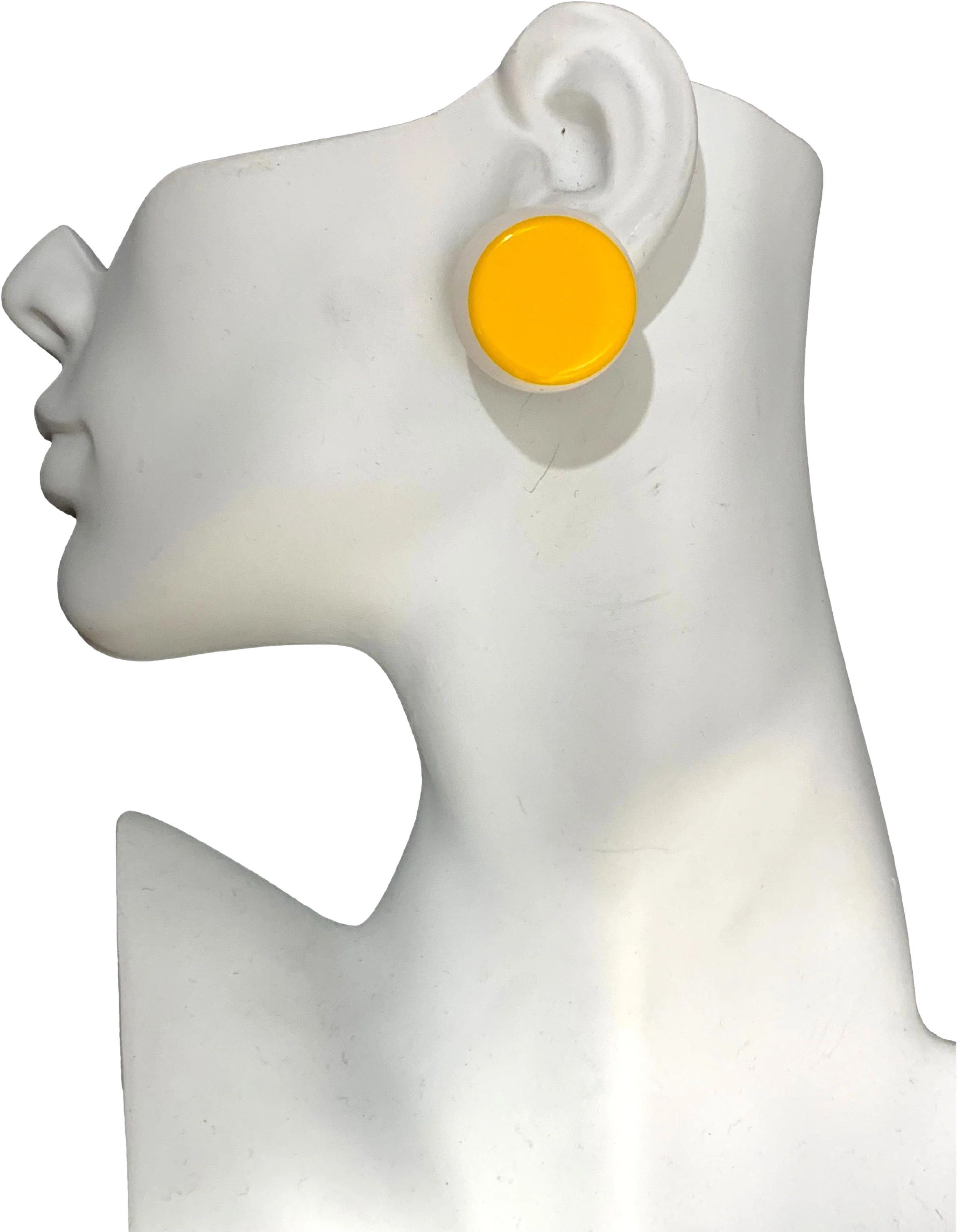 60s Mod Yellow And White Acrylic Earrings - Image 2