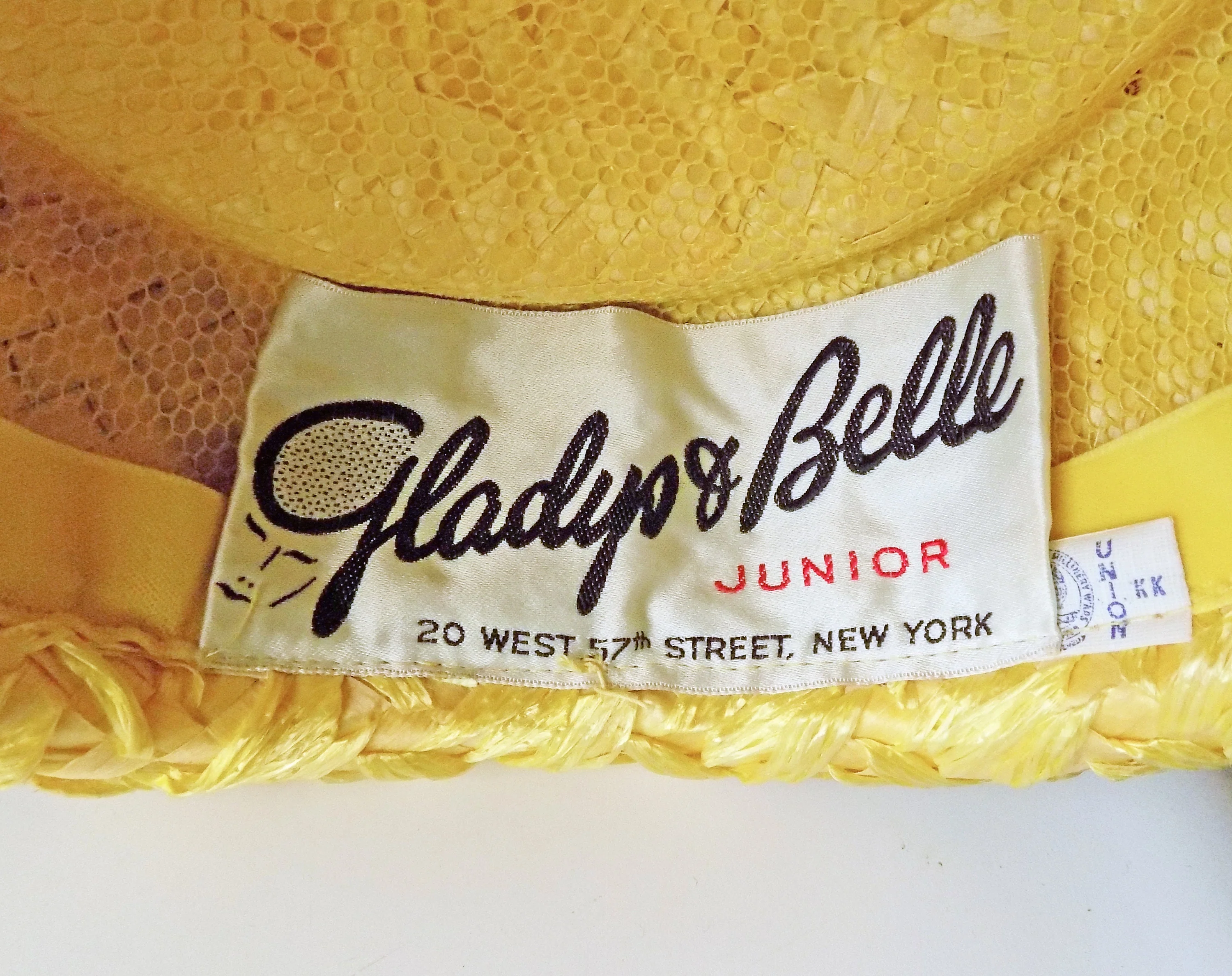 60s Mod Yellow Straw Pillbox Boater Junior New York Designer Yellow Gray Straw Basket Weave Woman's Hat by Gladys & Belle - Image 7