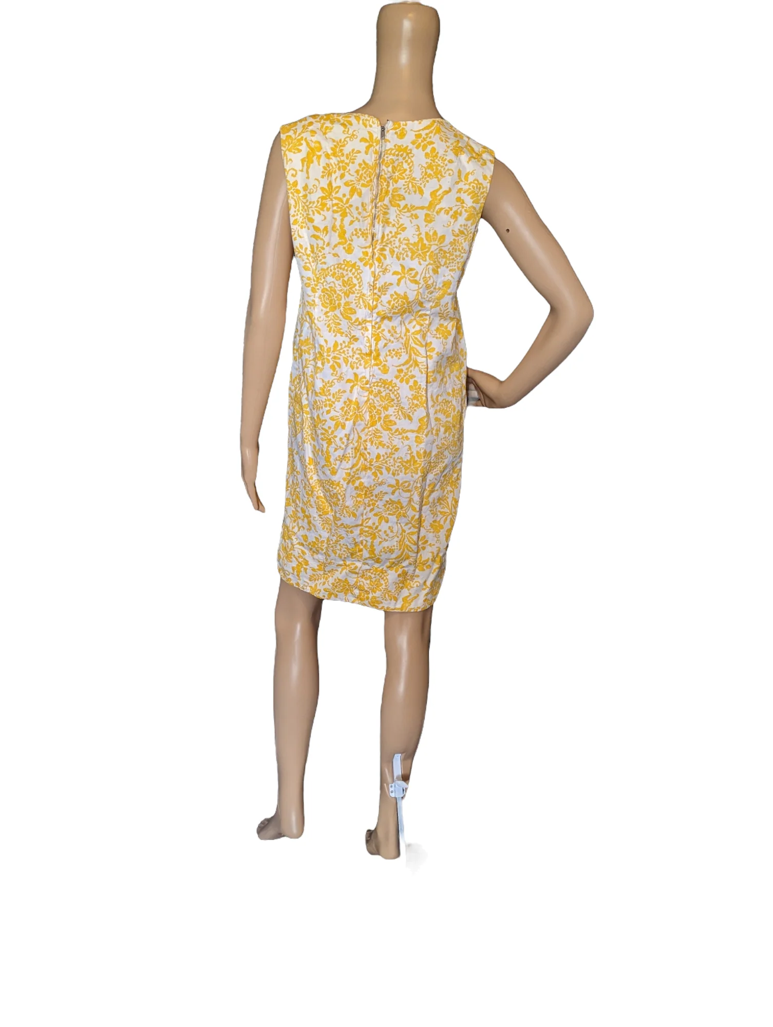 60s Mod Yellow White  Style Floral Mini Dress - Image 4