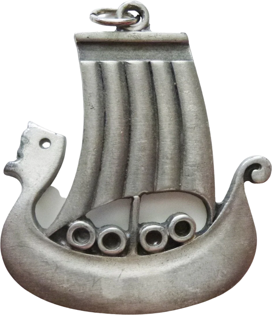 60s Modernist Pewter Vikingship Pendant by R Tennesmed Mod