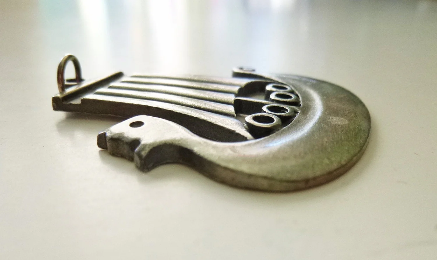 60s Modernist Pewter Vikingship Pendant by R Tennesmed Mod - Image 2