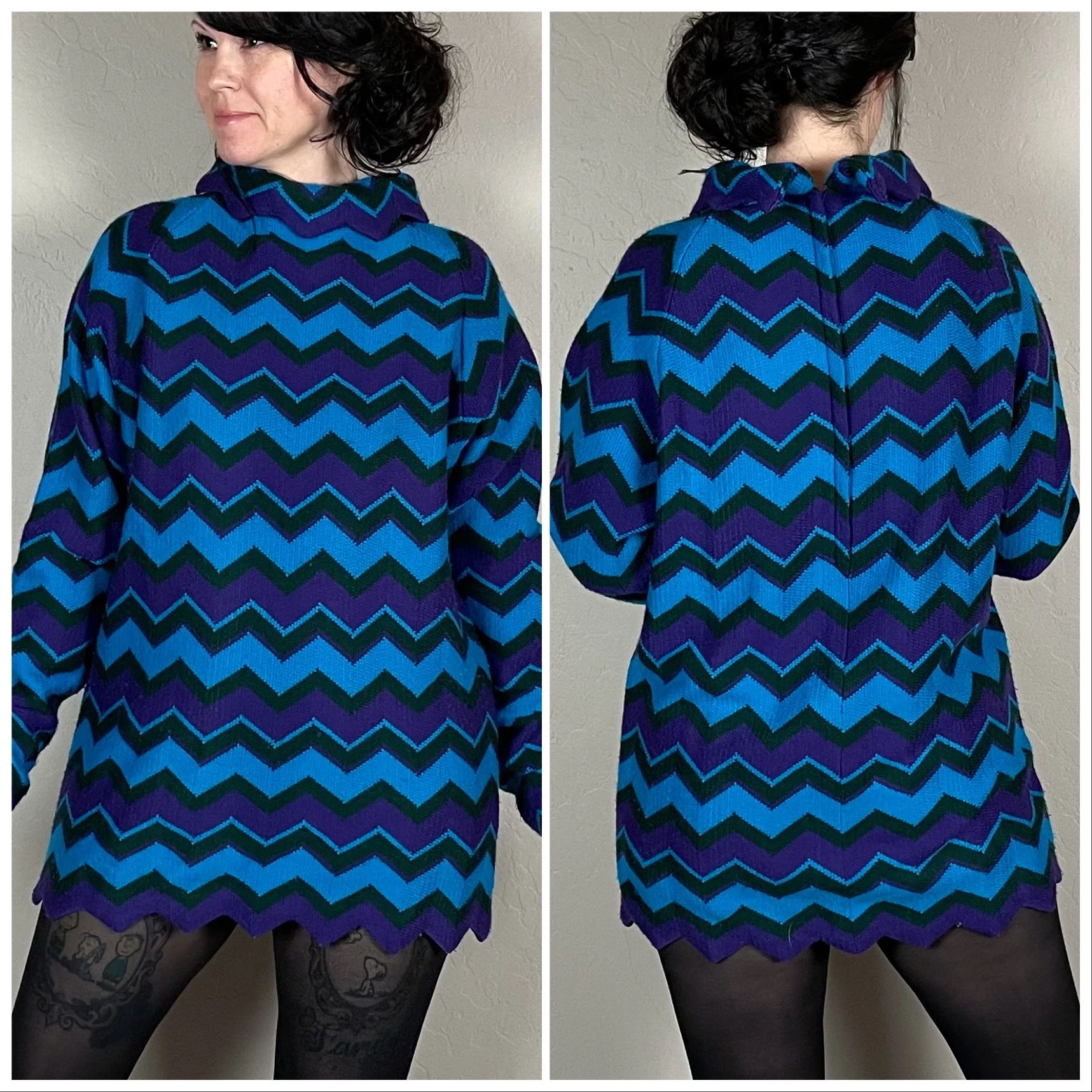 60s Multicolor Zig Zag Knit Tunic - Image 5