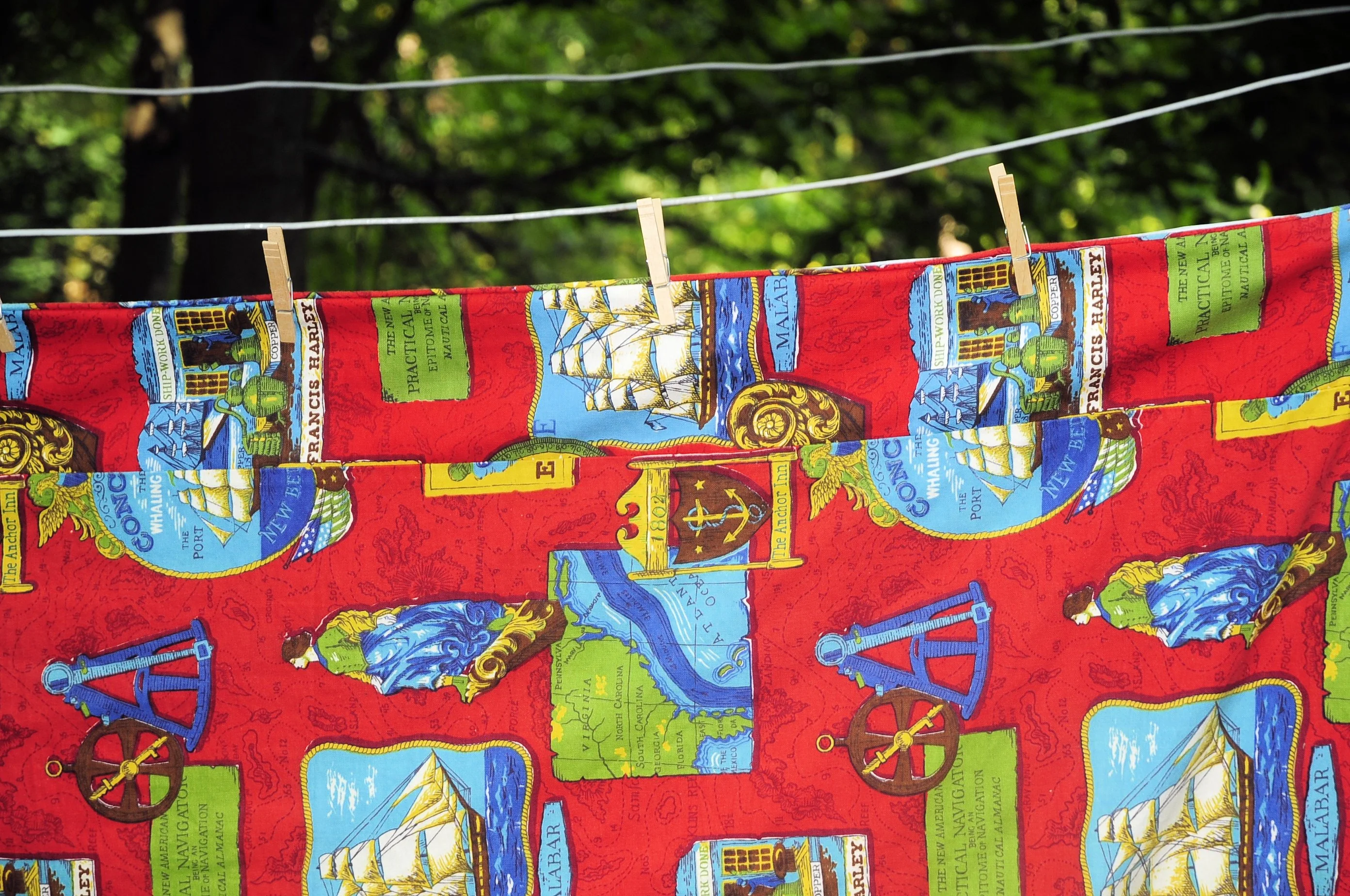 60s Nautical Twin Bedspread Split Corners Tall Ships By Sears Perma Prest - Image 7