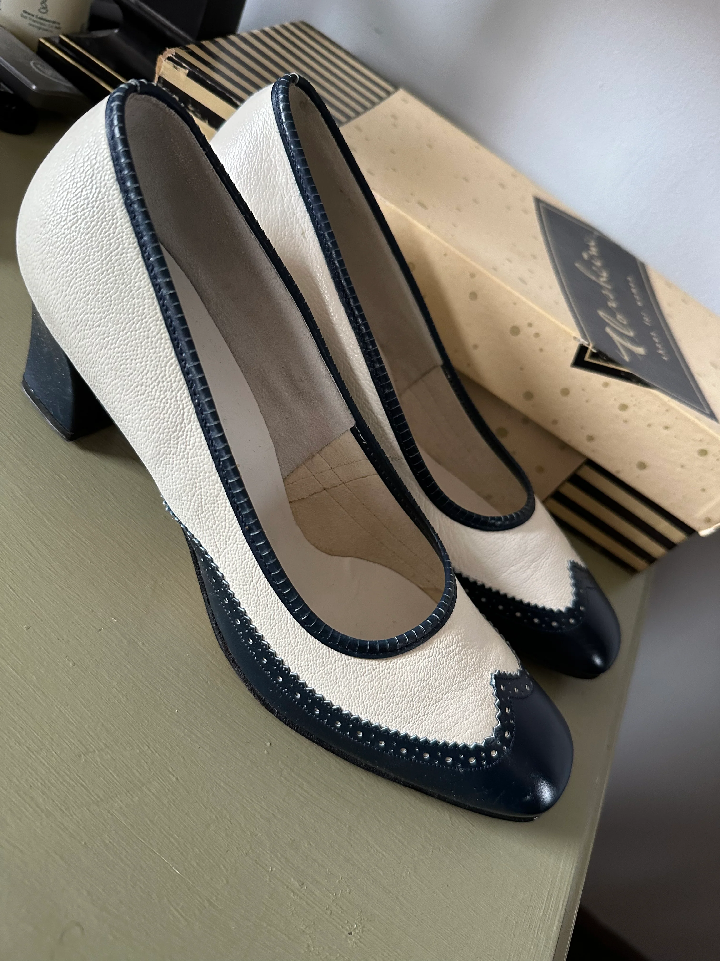 60s Navy And White Spectator Pumps By Florsheim - Image 3