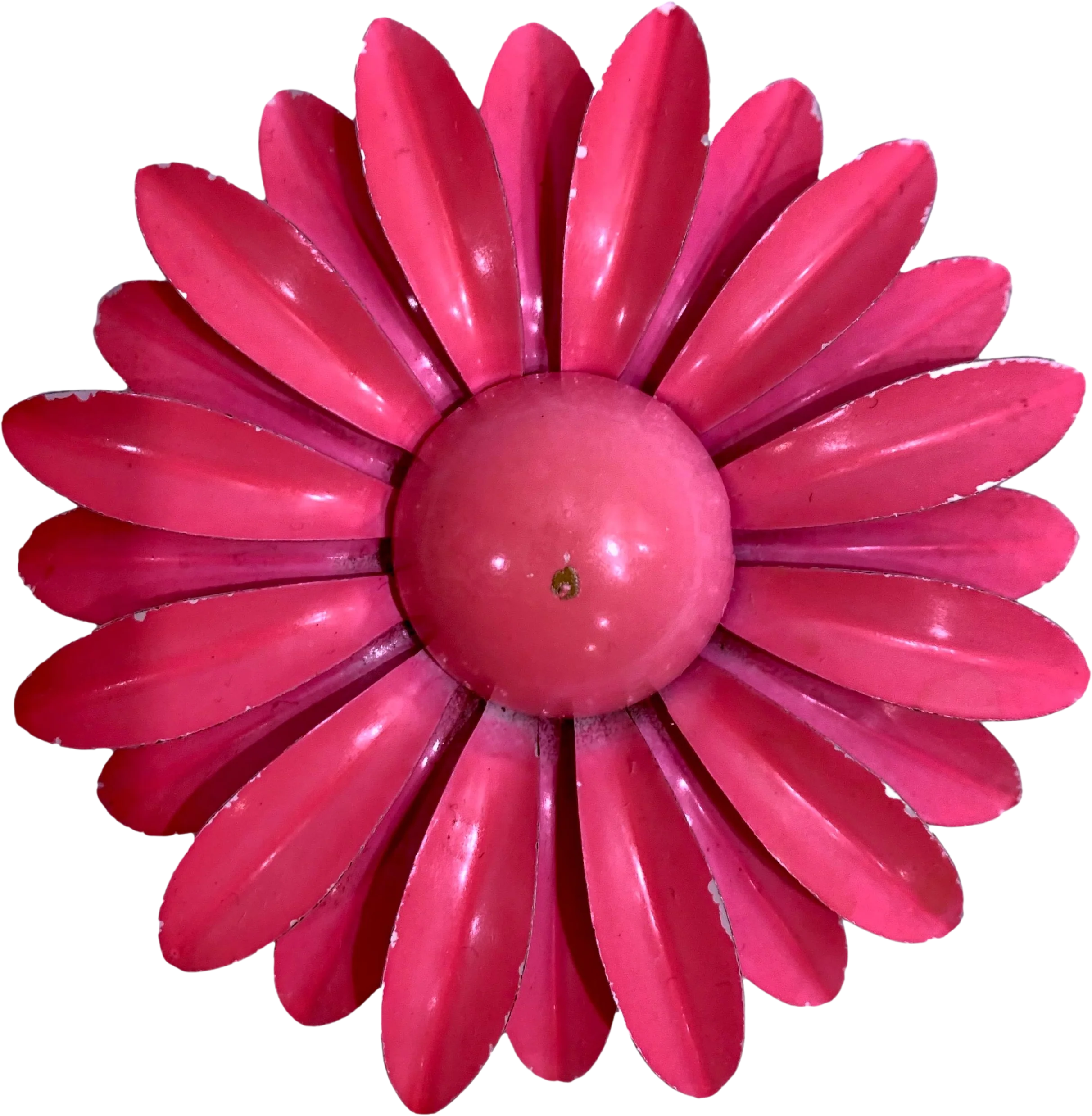 60s Neon Pink Large Daisy Flower Power Brooch Pin