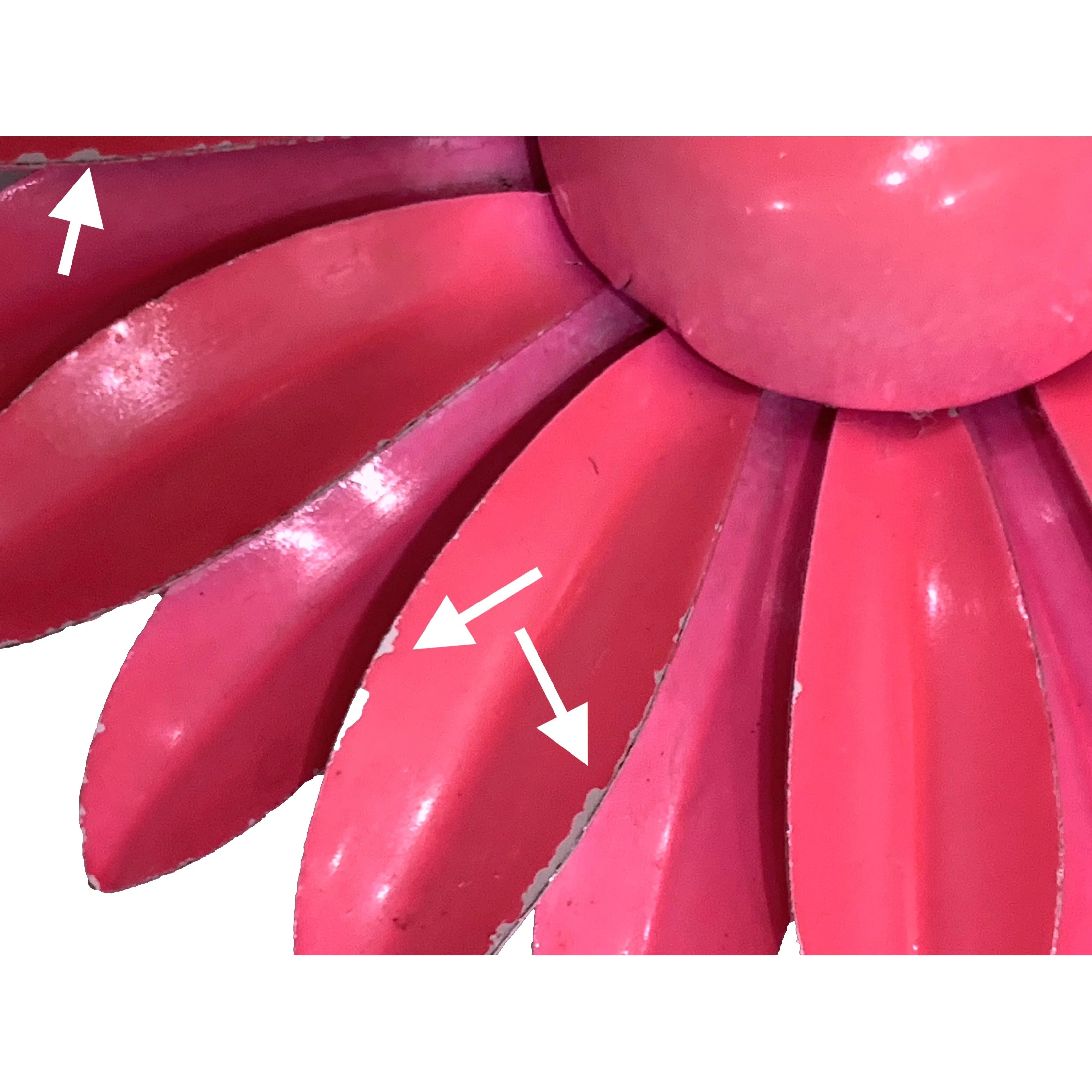 60s Neon Pink Large Daisy Flower Power Brooch Pin - Image 8