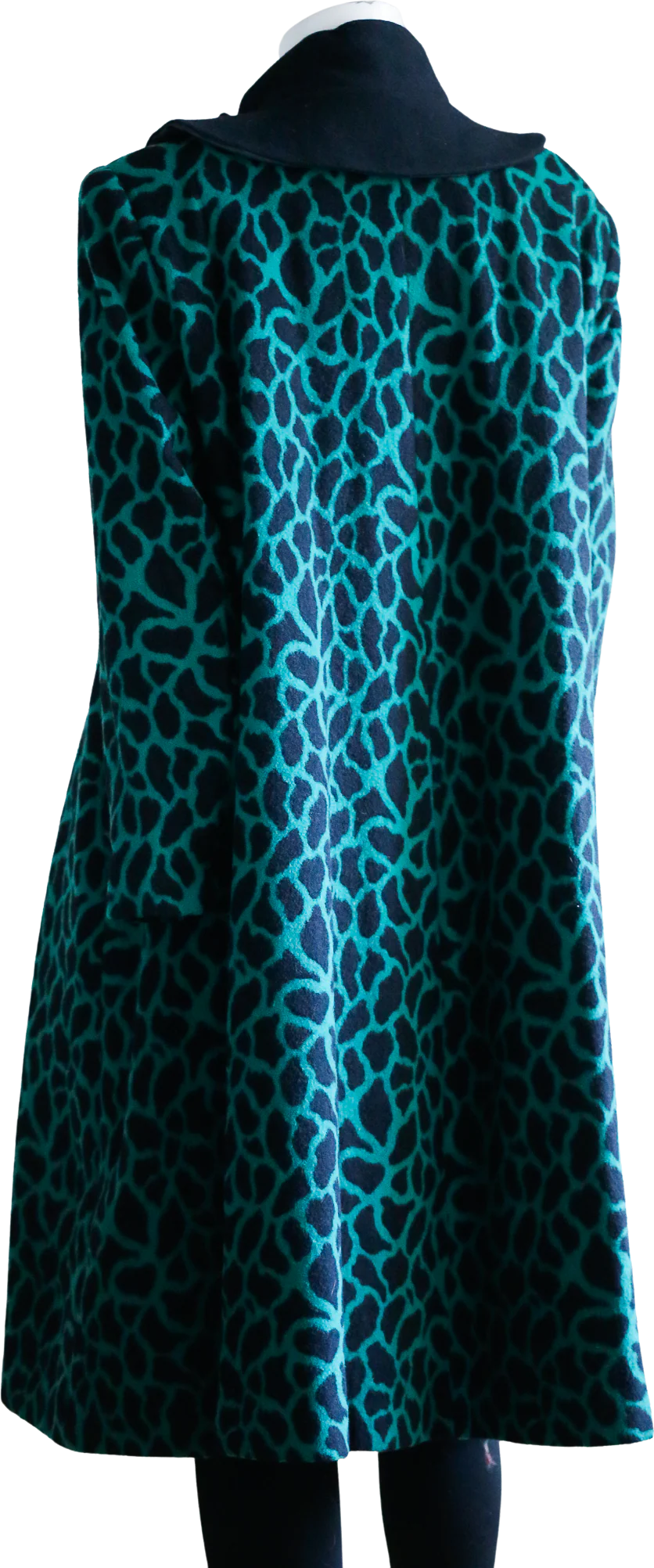 60s Novelty Print Emerald Trapeze Style Wool Coat By L'oeil De Paris - Image 2