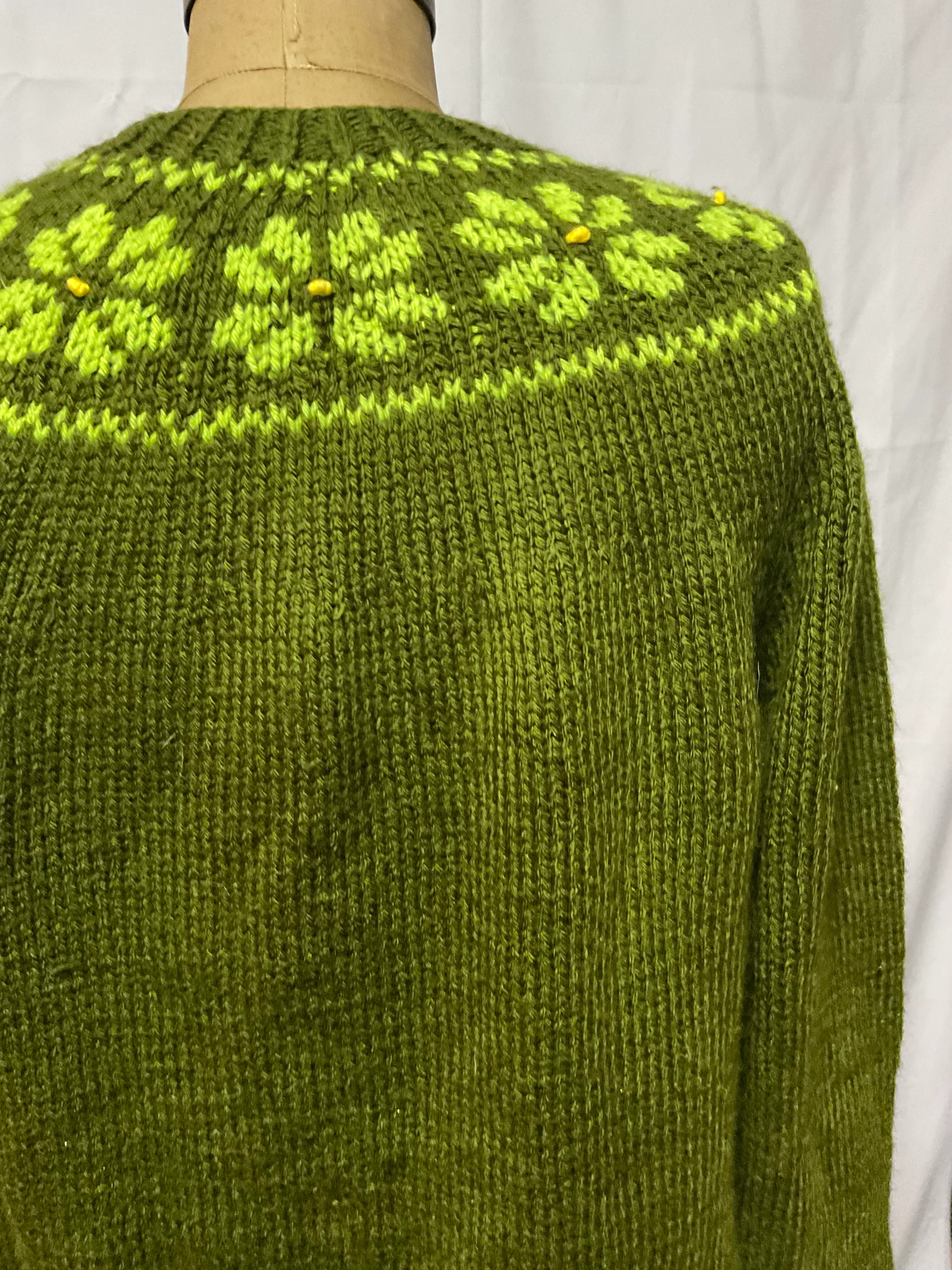 60s Olive And Acid Green Amazing Homemade Cardigan - Image 4