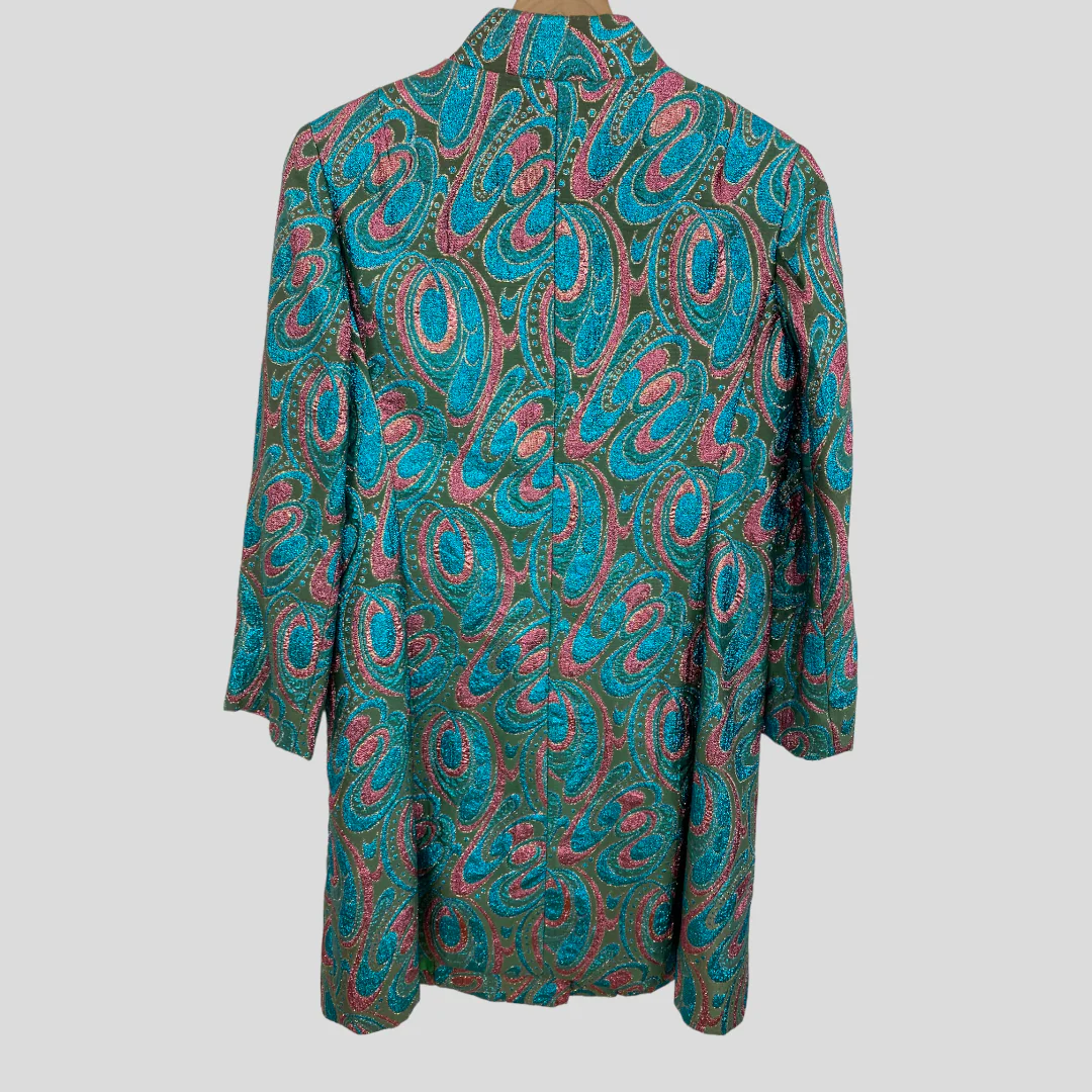 60s One Of A Kind Mod Colorful Metallic Swirl Coat By Kent Originals - Image 11