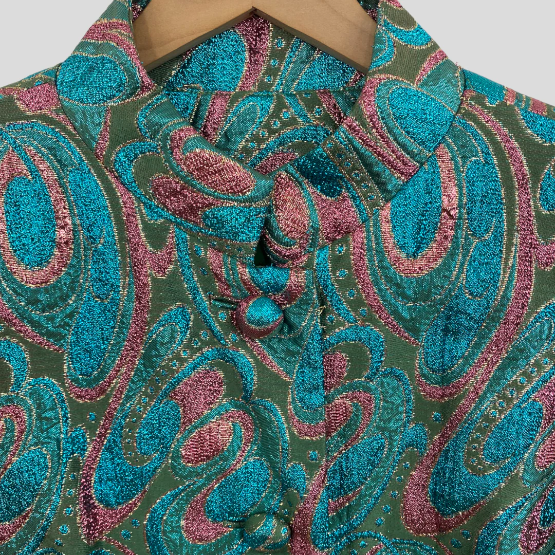 60s One Of A Kind Mod Colorful Metallic Swirl Coat By Kent Originals - Image 3