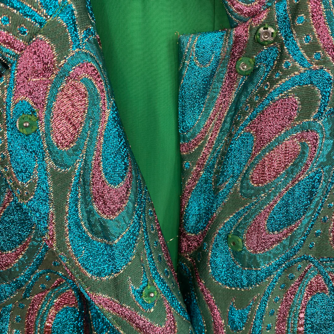 60s One Of A Kind Mod Colorful Metallic Swirl Coat By Kent Originals - Image 4