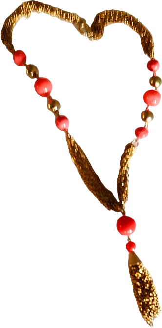 60s Orange Lucite Ball And Long Chain Tassel Necklace - Image 2