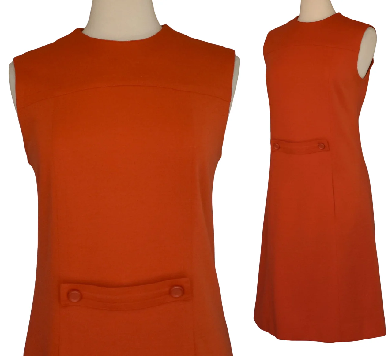 60s Orange Wool Jersey Knit Mod Day Dress By Butte Knits - Image 4