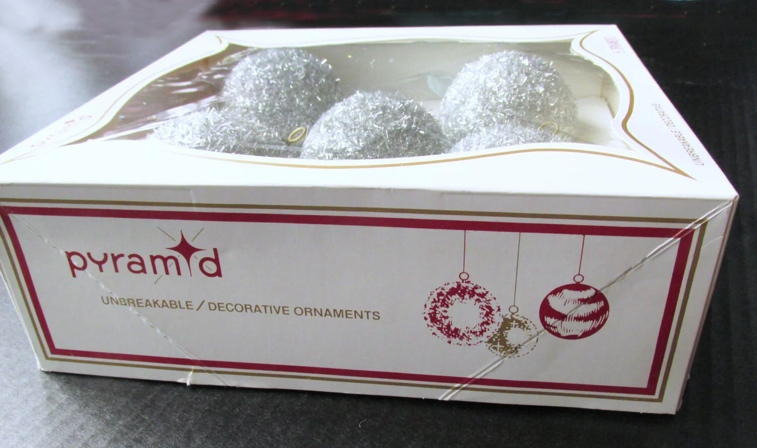 60s Ornaments for Silver Tree? Pyramid Box of Ornaments Made In The Usa Unbreakable Ornaments - Image 2