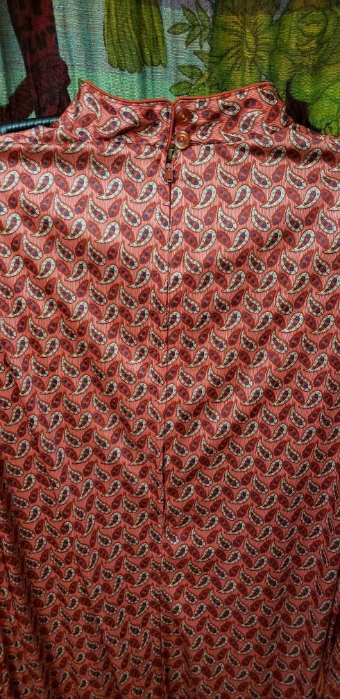 60s Paisley Long Sleeve Nightgown Sm/md by Queens Way To Fashion - Image 9