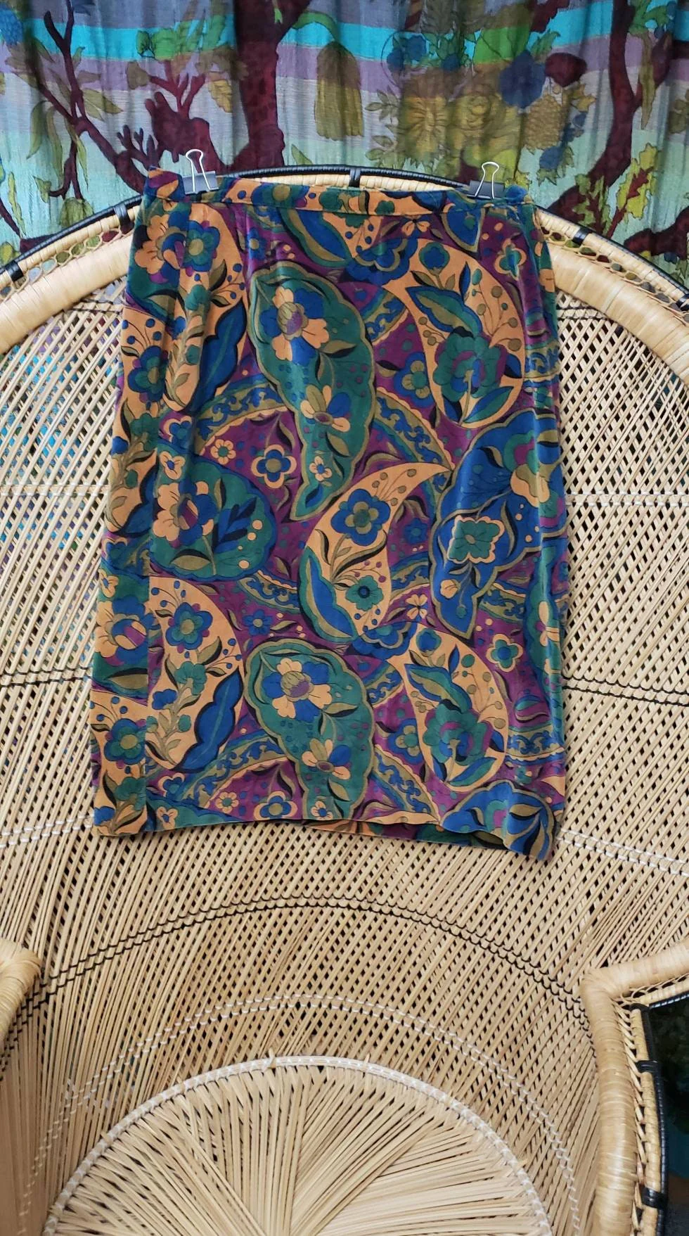 60s Paisley Velvet Skirt Md - Image 2