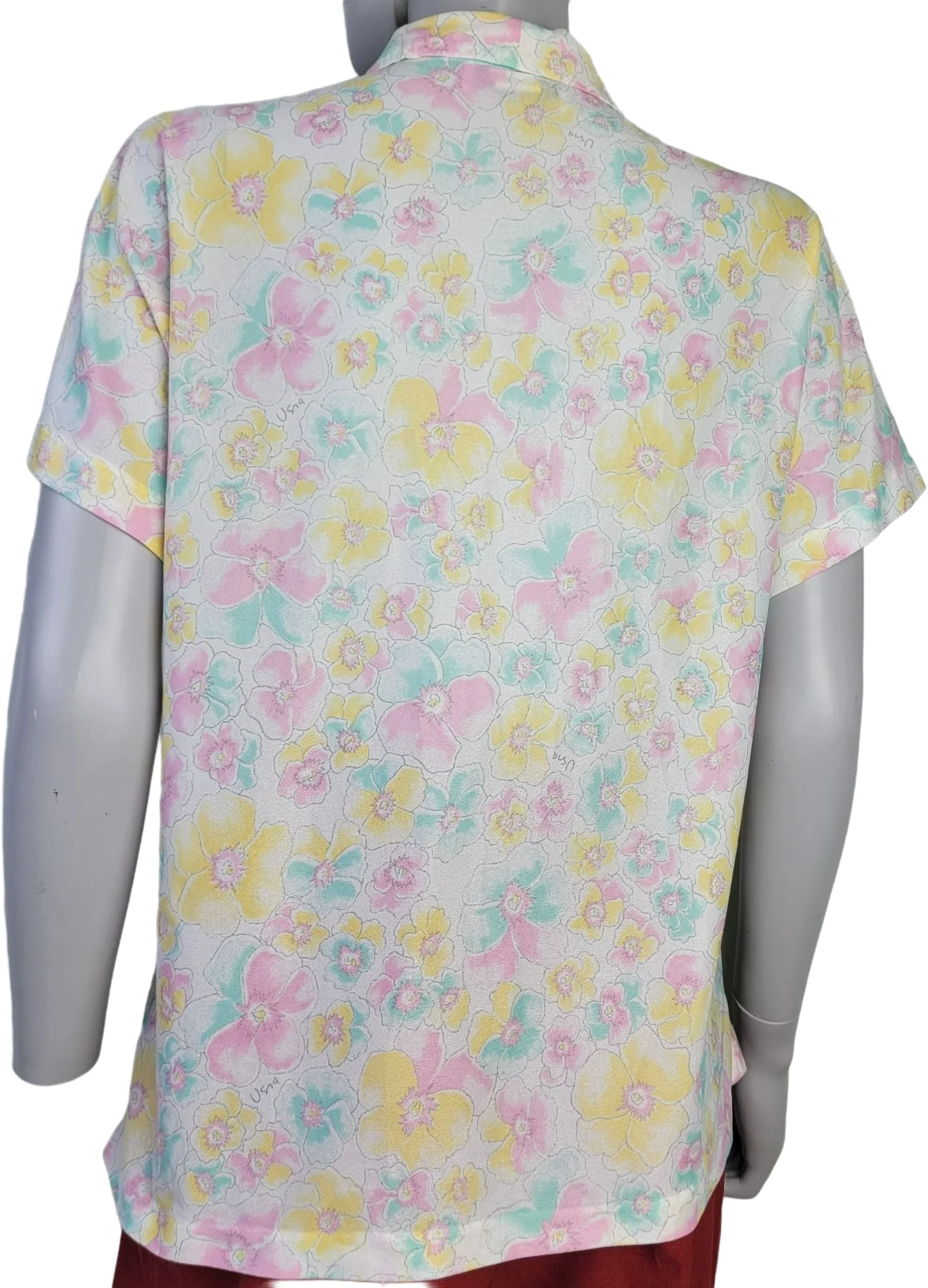60s Pastel Floral Button Shirt Union Top Women Large L By Vera Neumann - Image 2