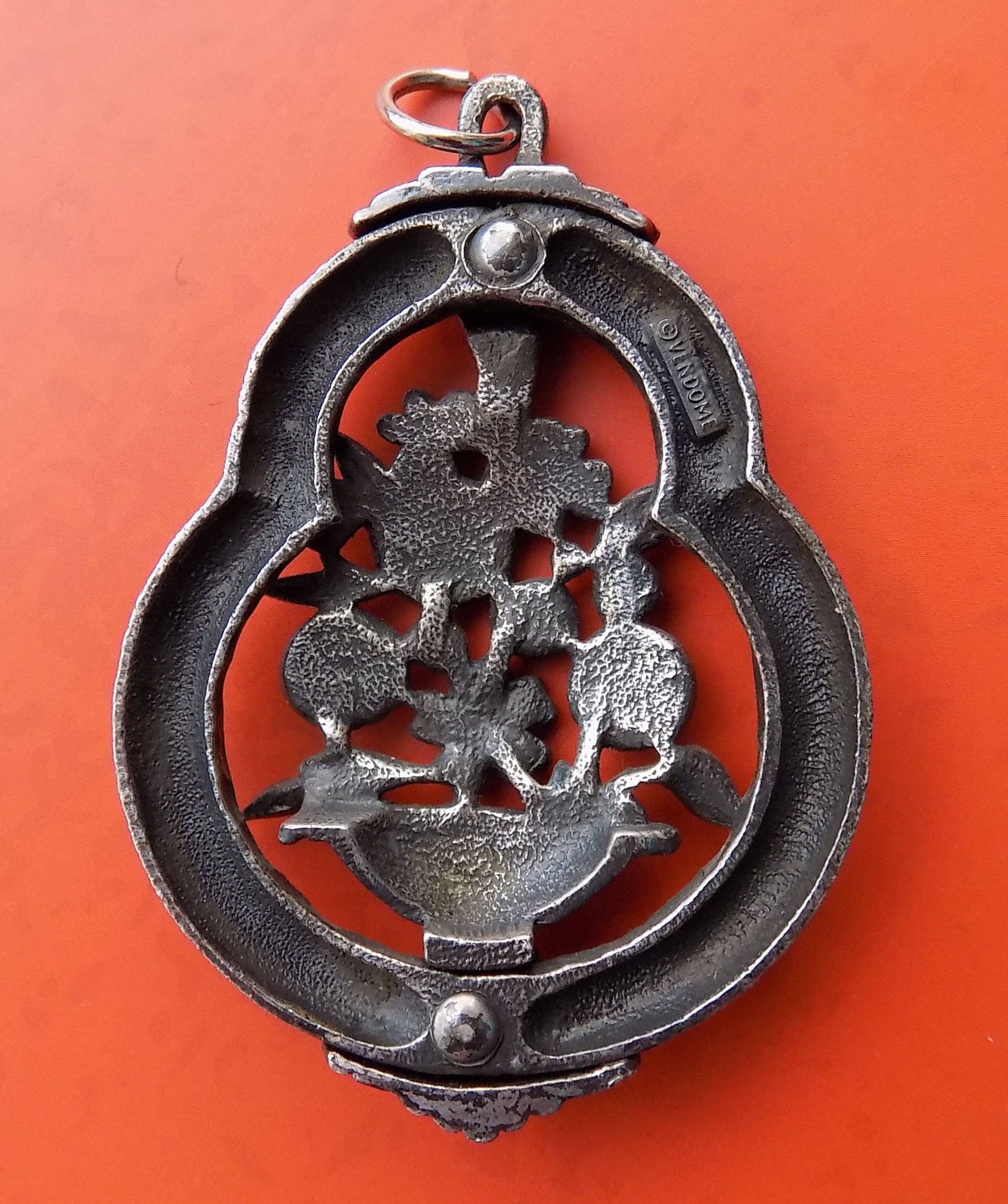 60s Pewter Pendant Mod Flowerpot Signed Coro Jewelry by Vendome - Image 3