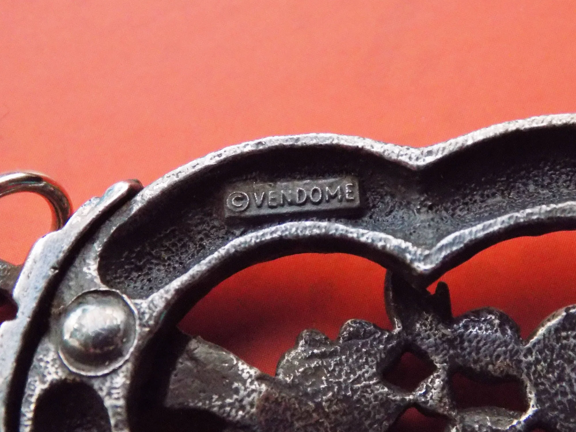 60s Pewter Pendant Mod Flowerpot Signed Coro Jewelry by Vendome - Image 4