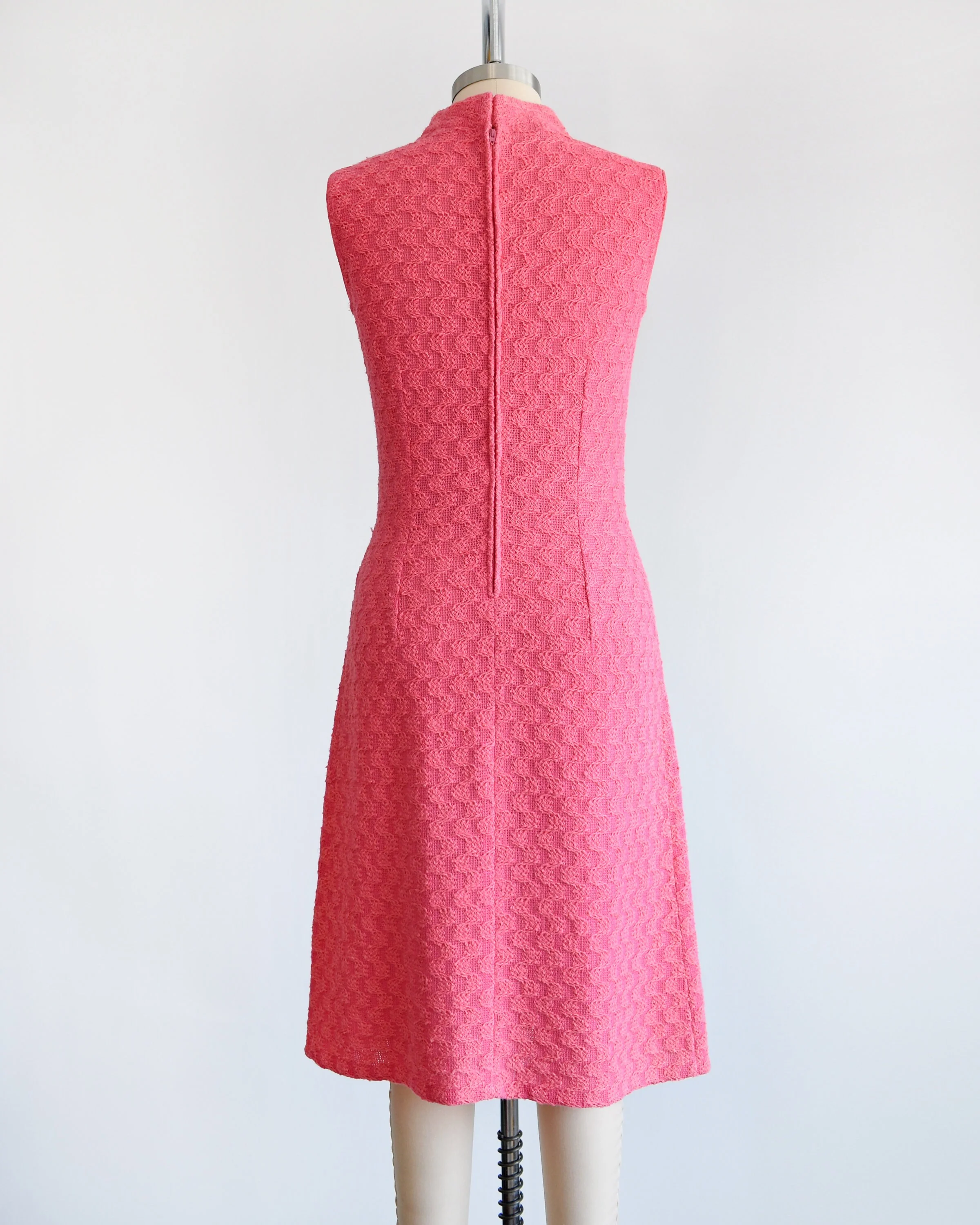 60s Pink Knit Dress Vintage 60s Dress Sleeveless Scooter Dress, Small Medium by Knits by Thayer - Image 5