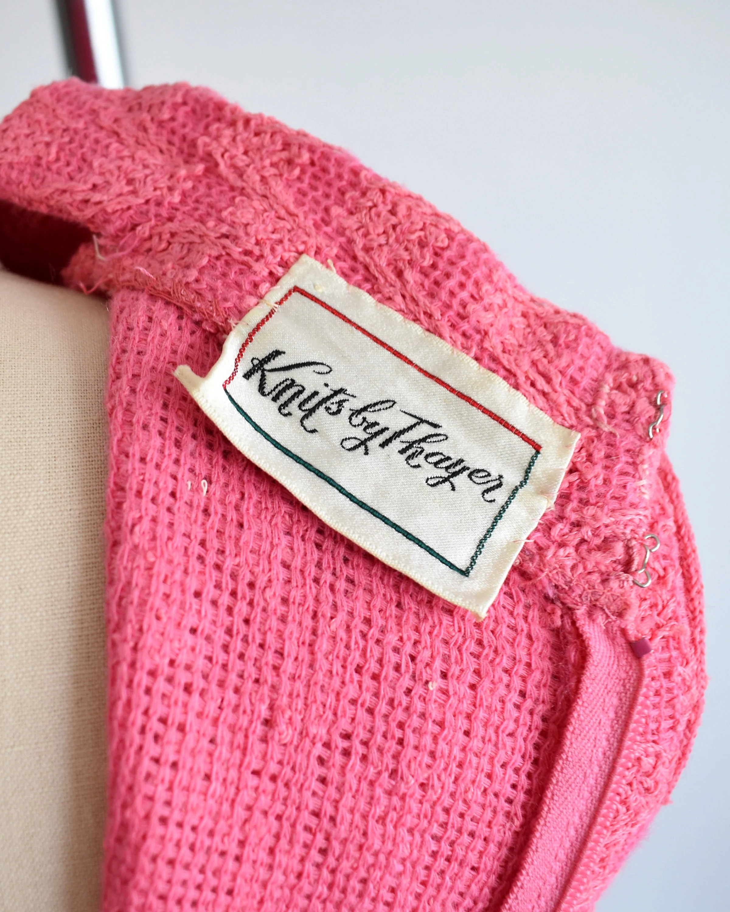 60s Pink Knit Dress Vintage 60s Dress Sleeveless Scooter Dress, Small Medium by Knits by Thayer - Image 8