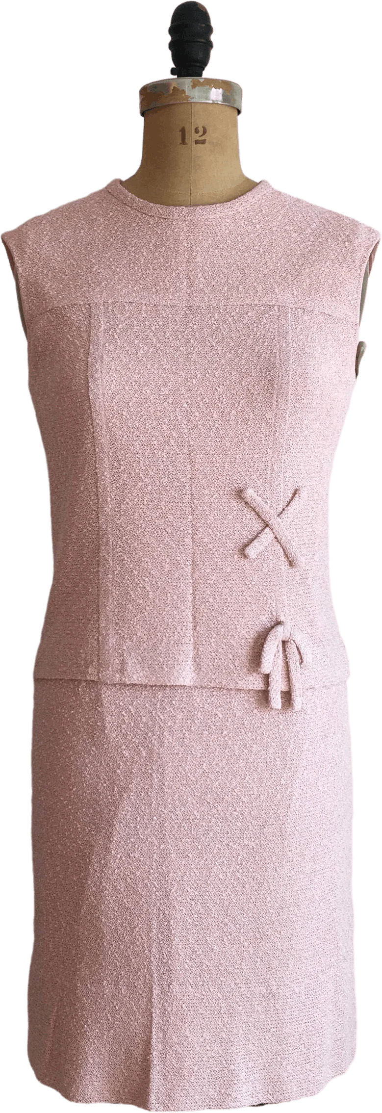 60's Pink Linen Dress with Bows by Adele Martin