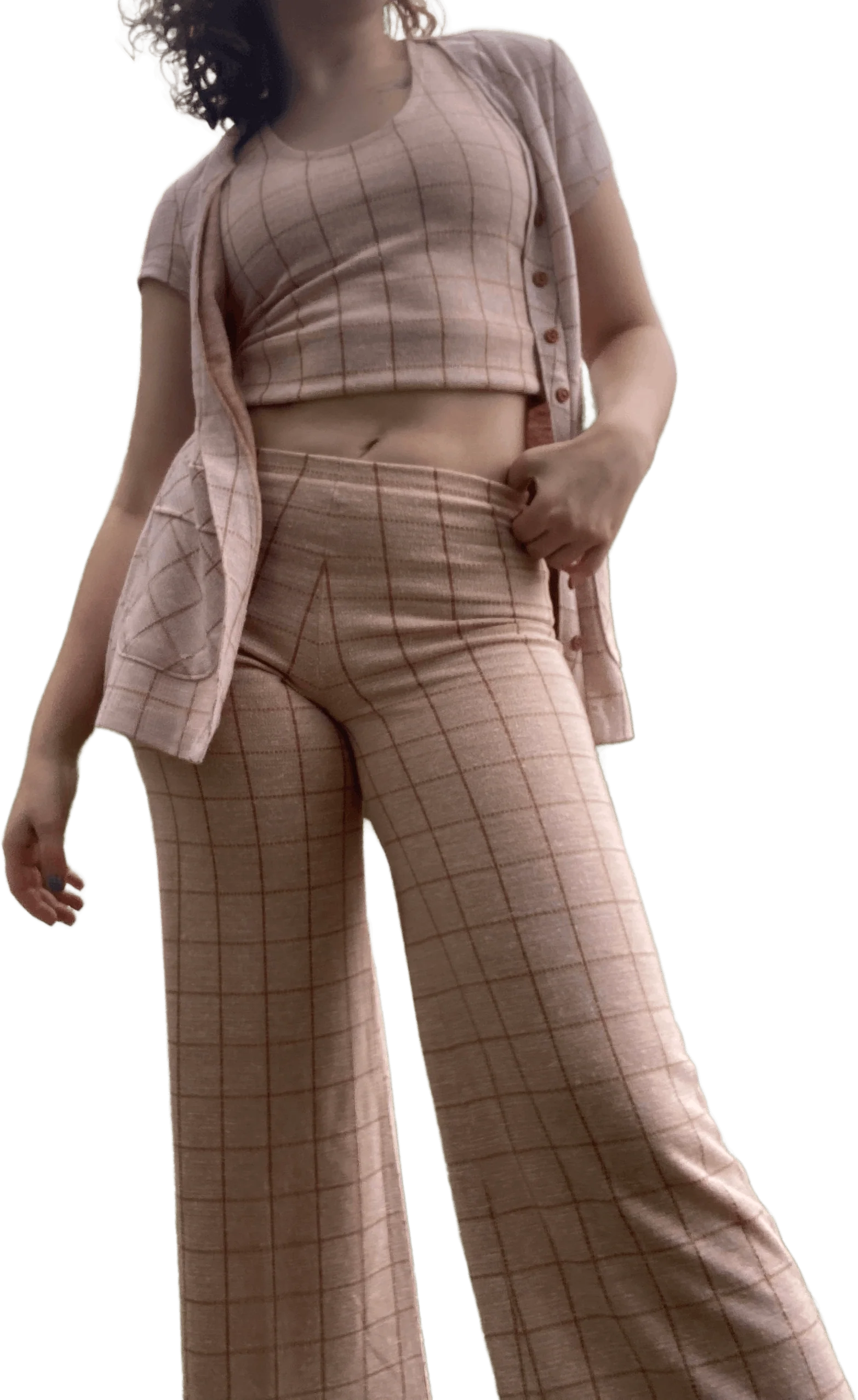 60s Pink Pattern Set With Tank Jacket, And Pants By Joshua Tree