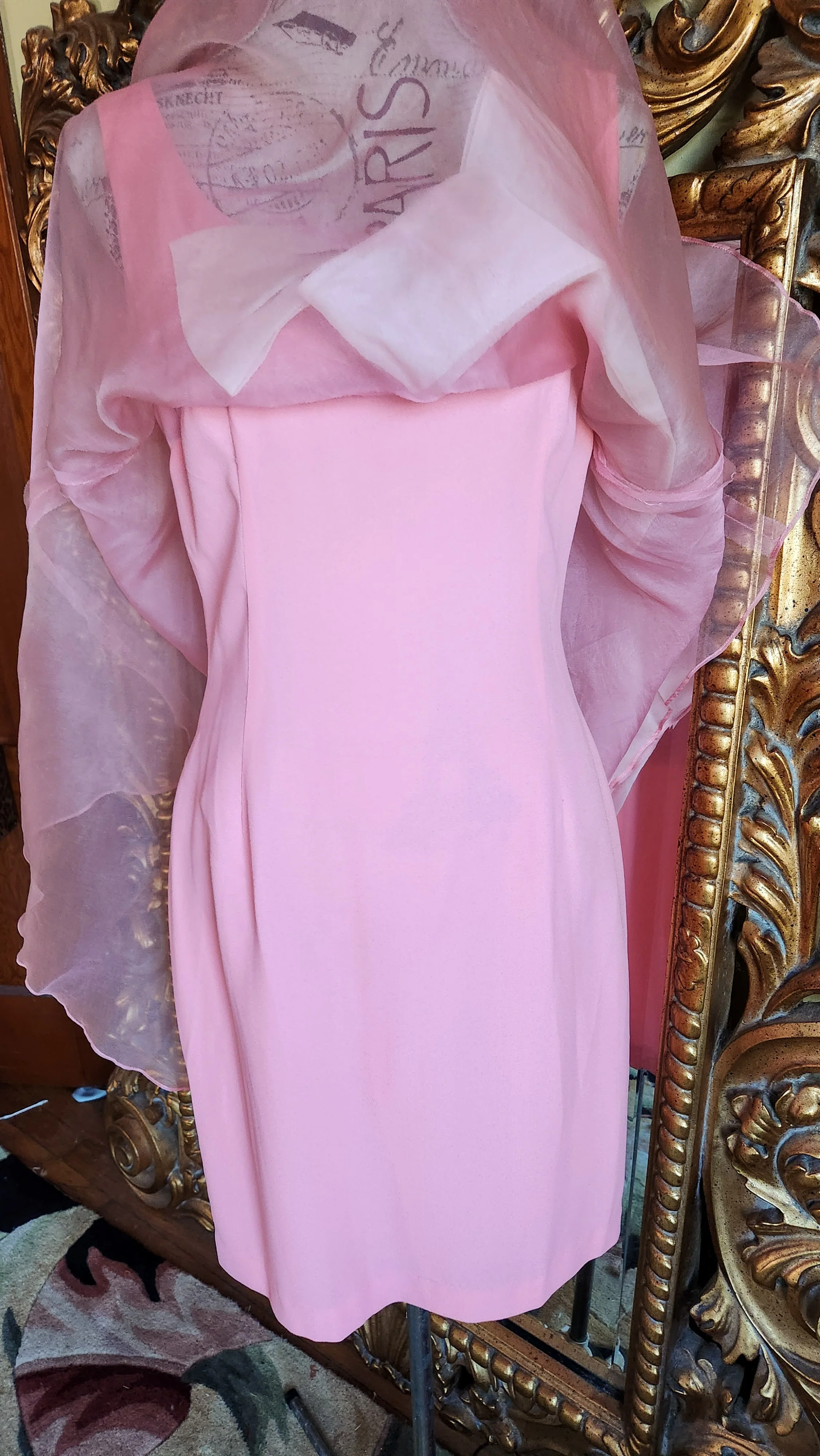 60s Pink Sheer Baby Doll Dress With Large Bow By Pixie of California - Image 6