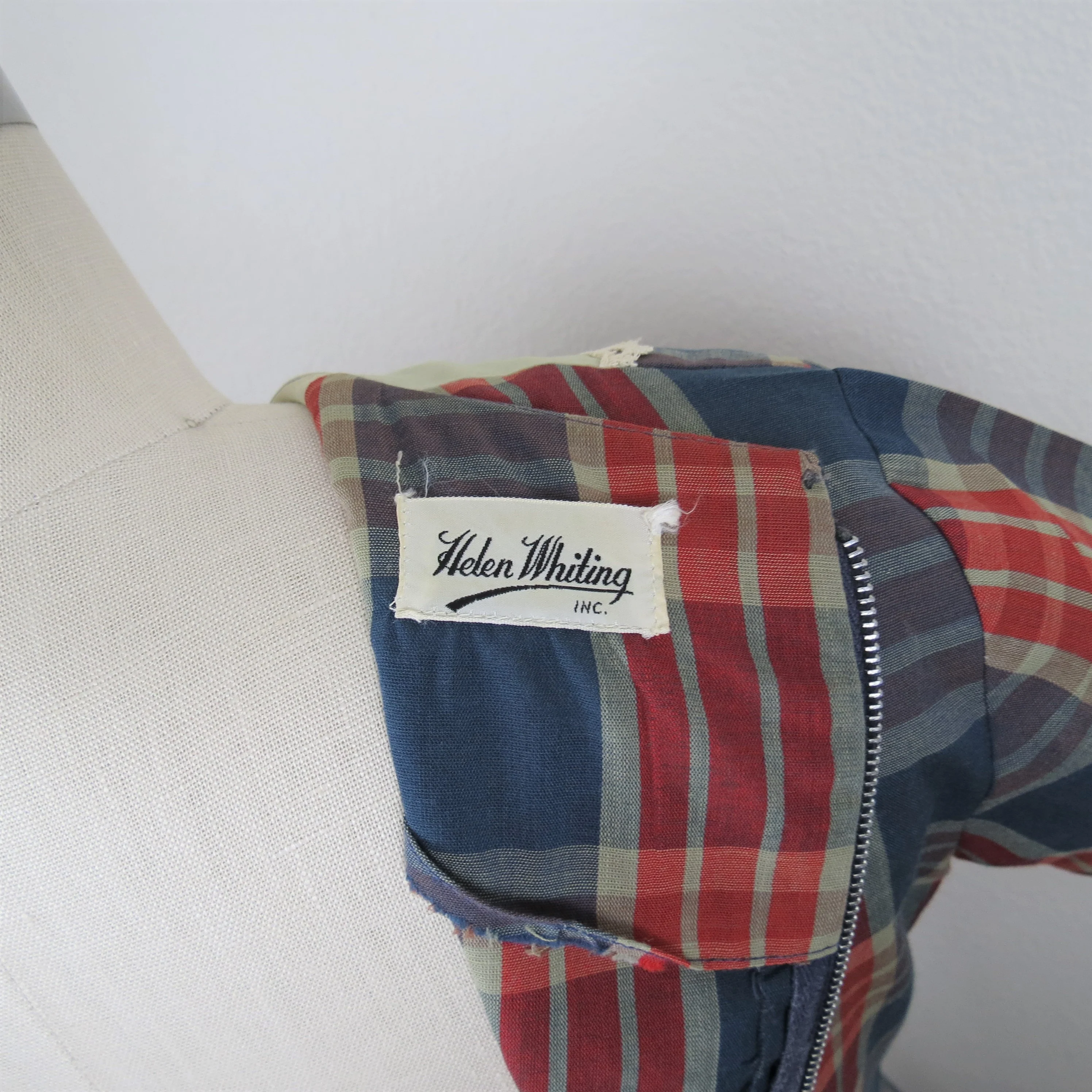 60s Plaid Mini Dress Cotton, Sheath, Mod, Academia By Helen Whiting - Image 6