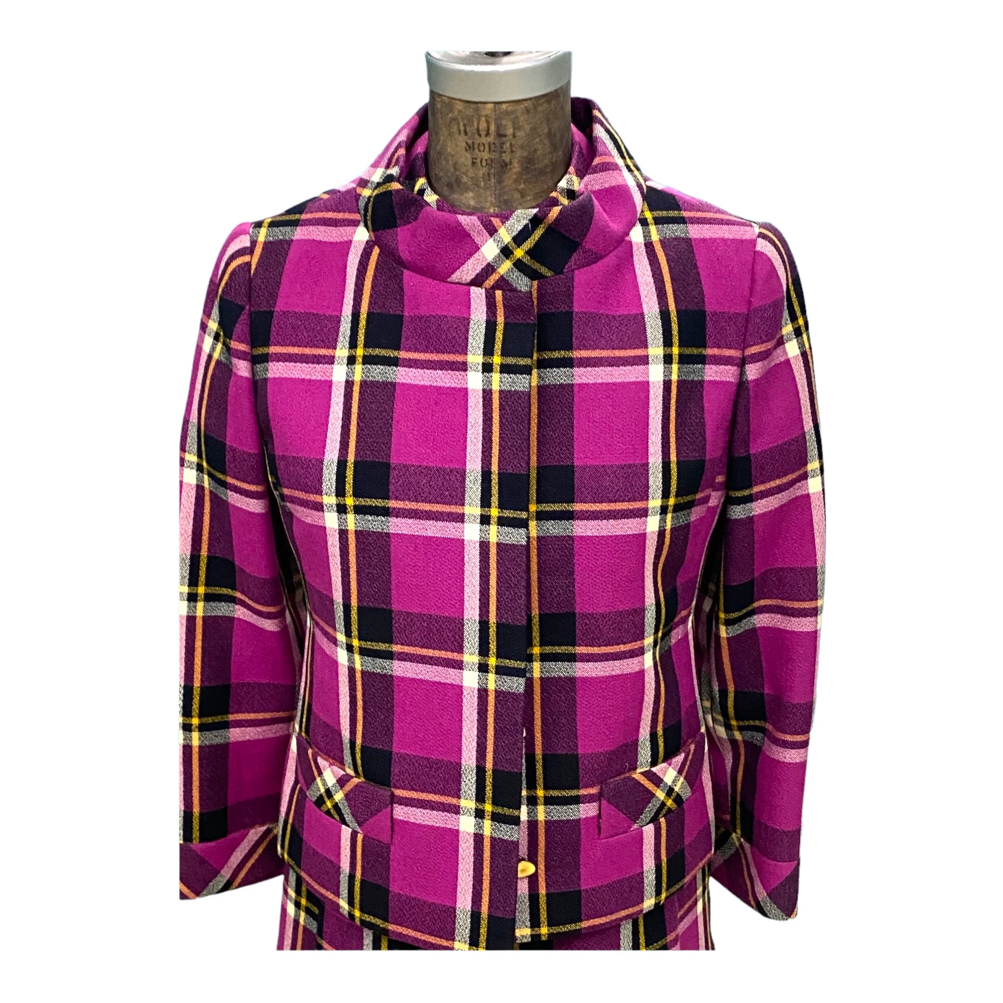 60s Plaid Two Piece Dress And Jacket Set By Christian Mann for Marquise - Image 3