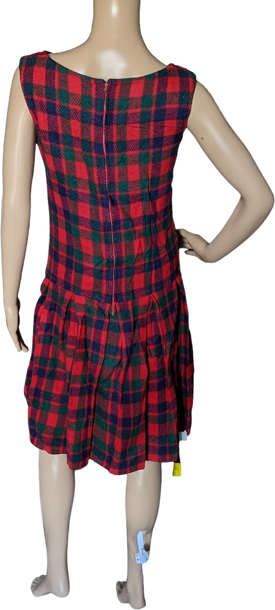 60s Plaid Wool Pleated Schoolgirl Style Jumper Dress - Image 2