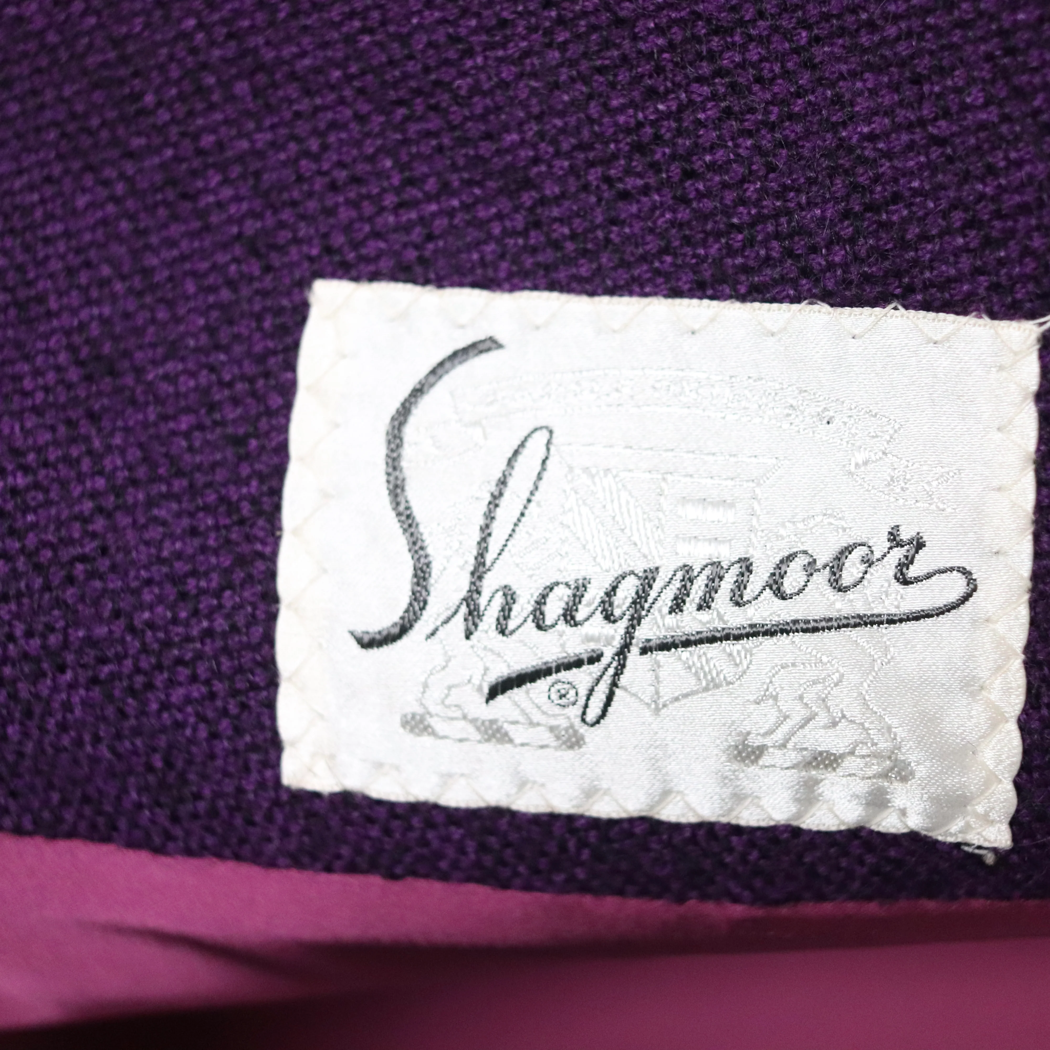 60s Plum Wool Tweed Fur Collar Long Coat By Shagmoor - Image 6