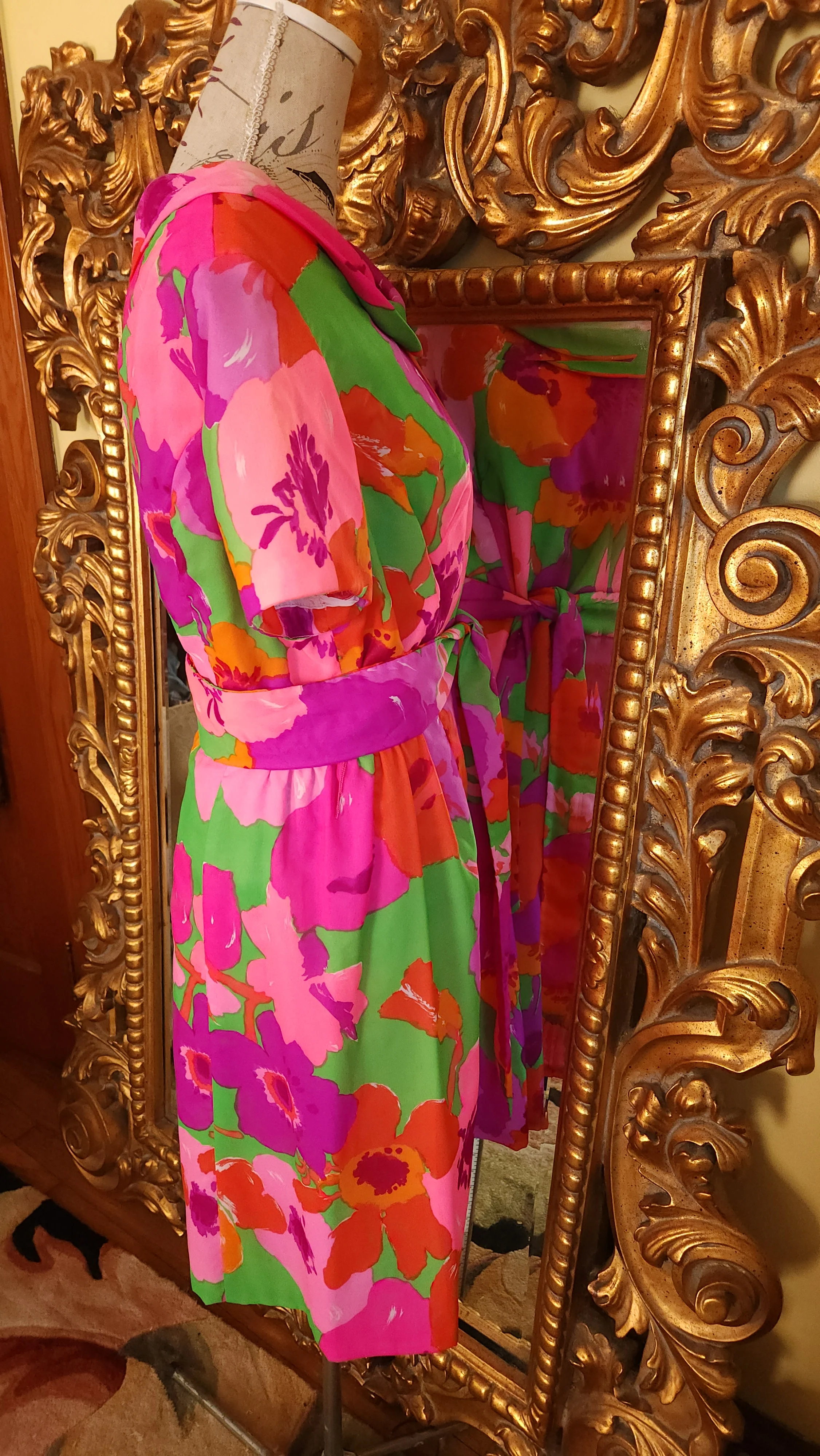 60s Plus Size Mod Floral Dress By Mendel Creation - Image 3