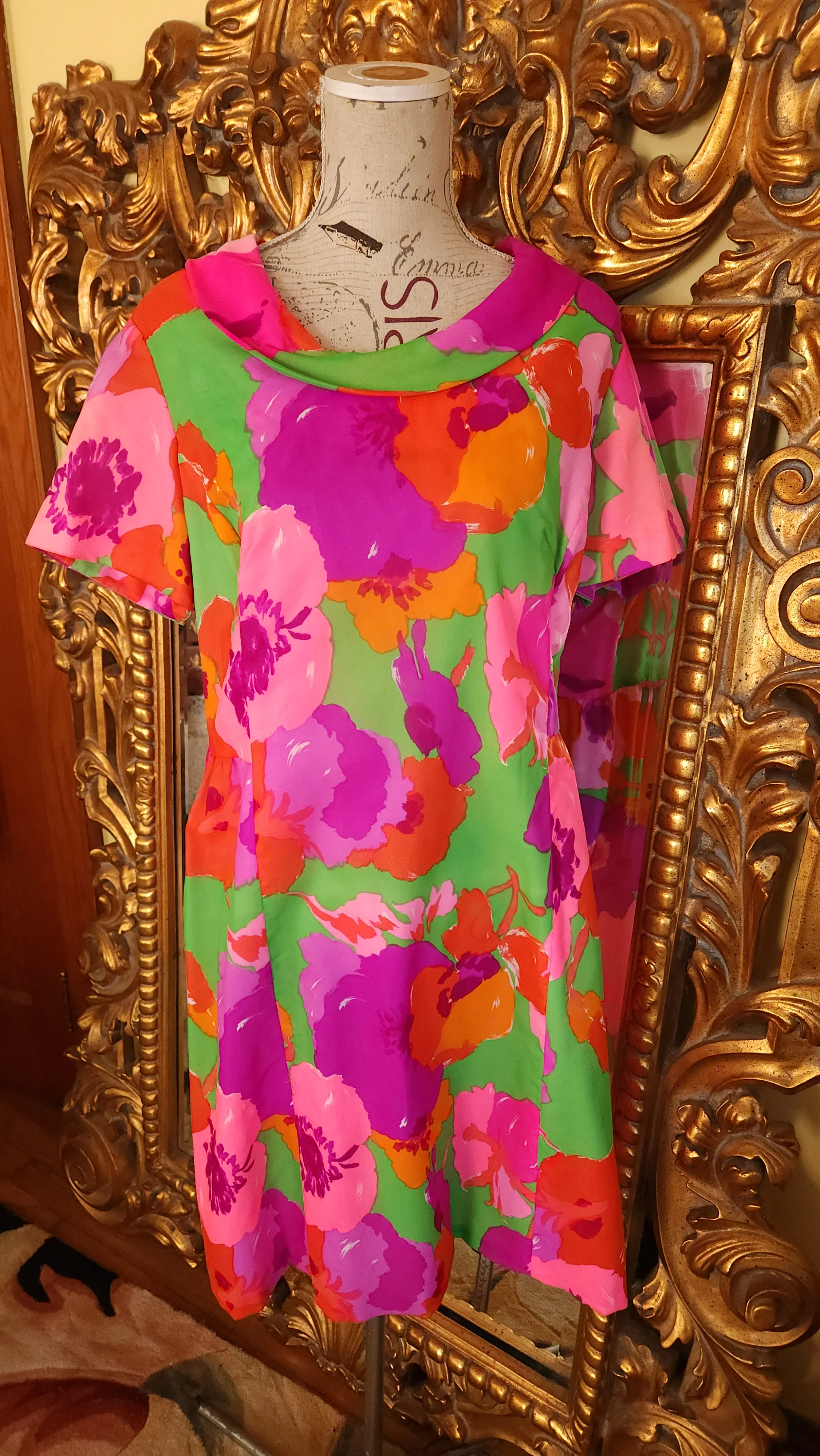 60s Plus Size Mod Floral Dress By Mendel Creation - Image 6