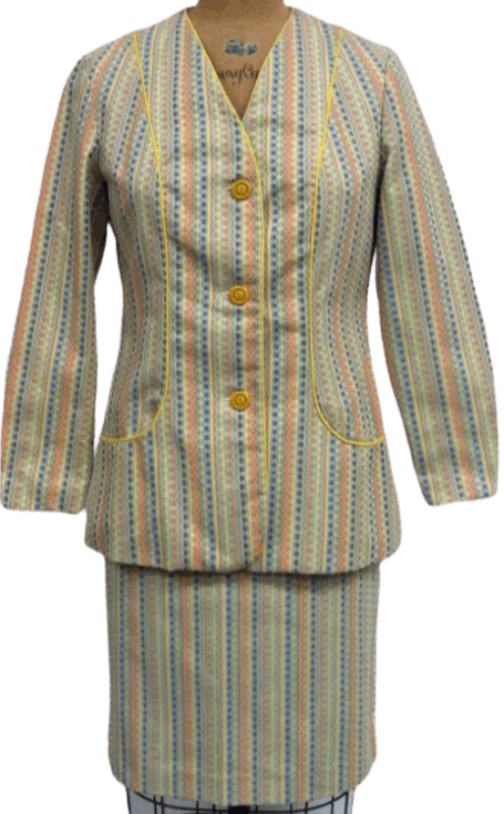 60's Polka Dot Striped Blazer and Skirt Suit by Sears