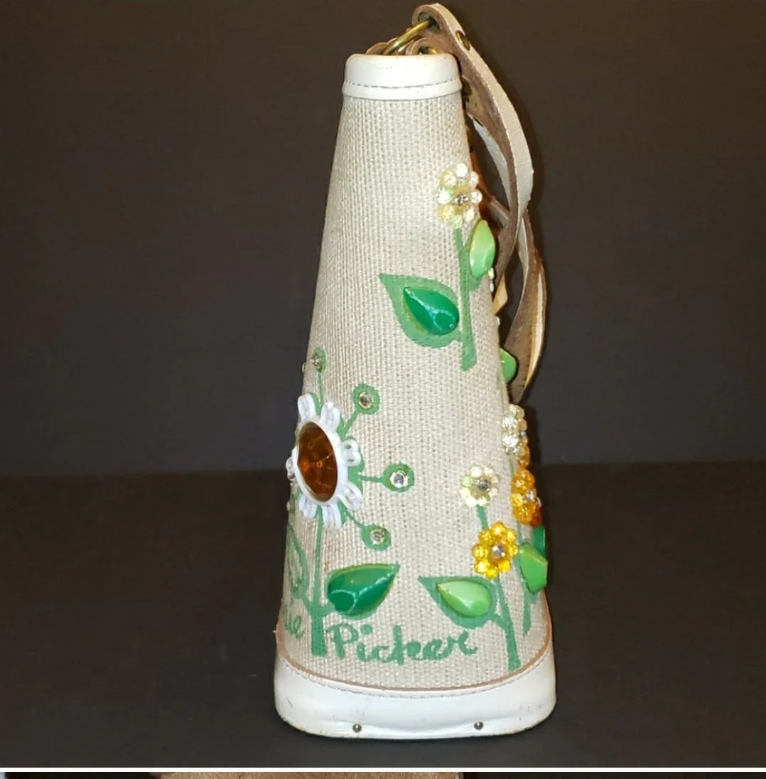 60's Posie Picker Canvas Wood Bottom Handbag by Enid Collins - Image 12