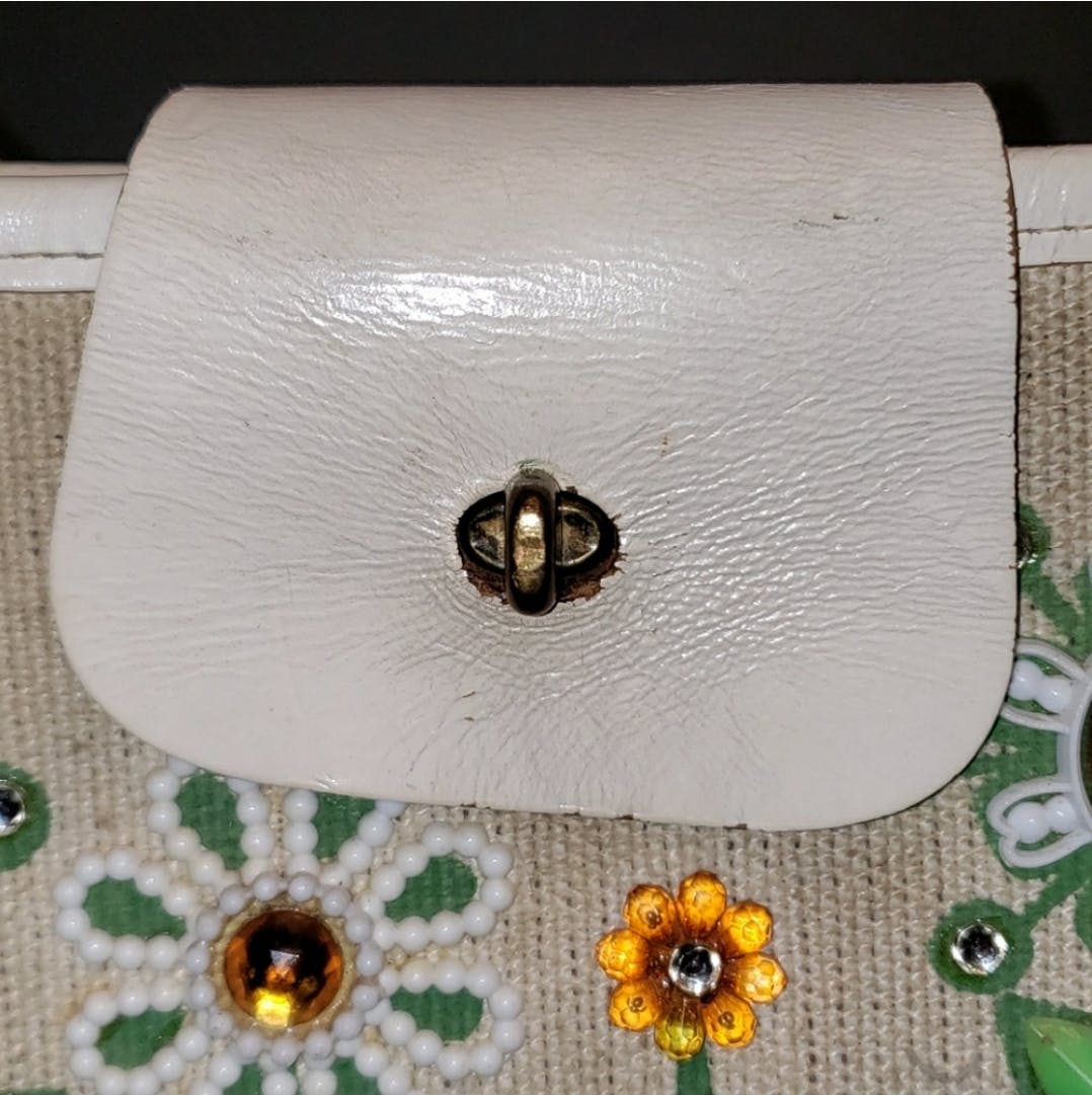 60's Posie Picker Canvas Wood Bottom Handbag by Enid Collins - Image 6