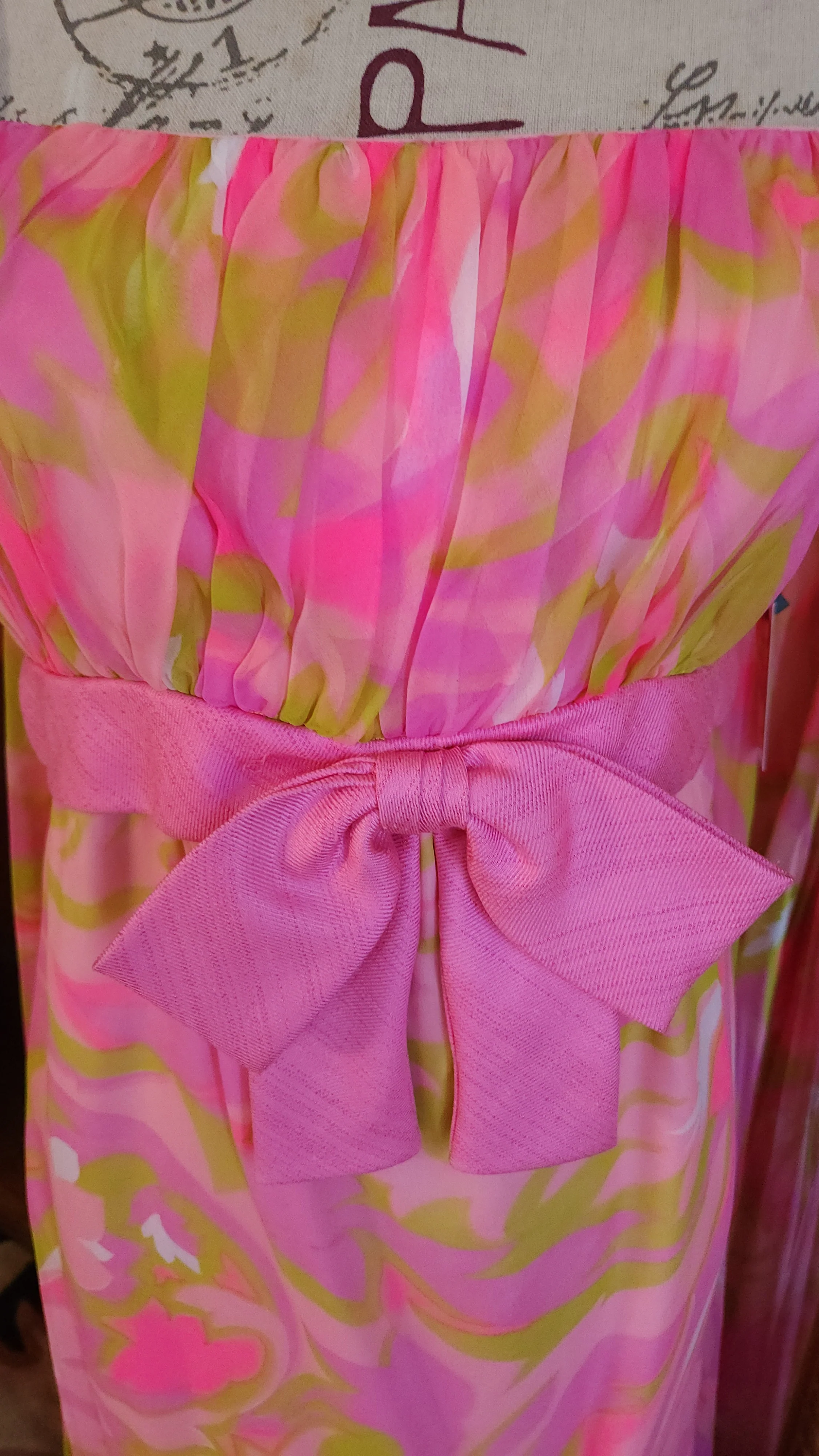 60s Psychedelic Chiffon Gown - Image 6