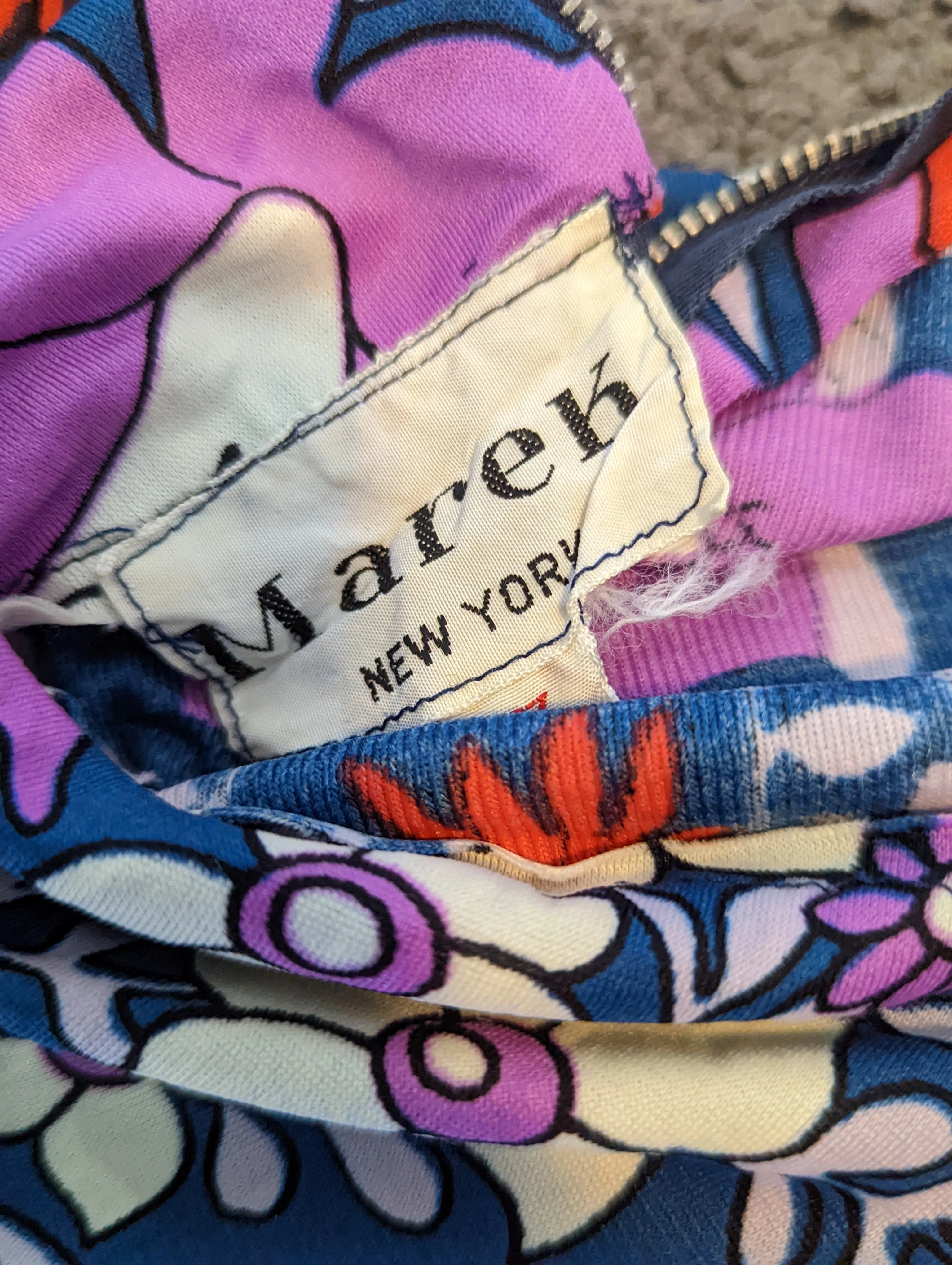 60s Psychedelic Floral Mock Turtleneck Mod Maxi Dress By Marek - Image 6