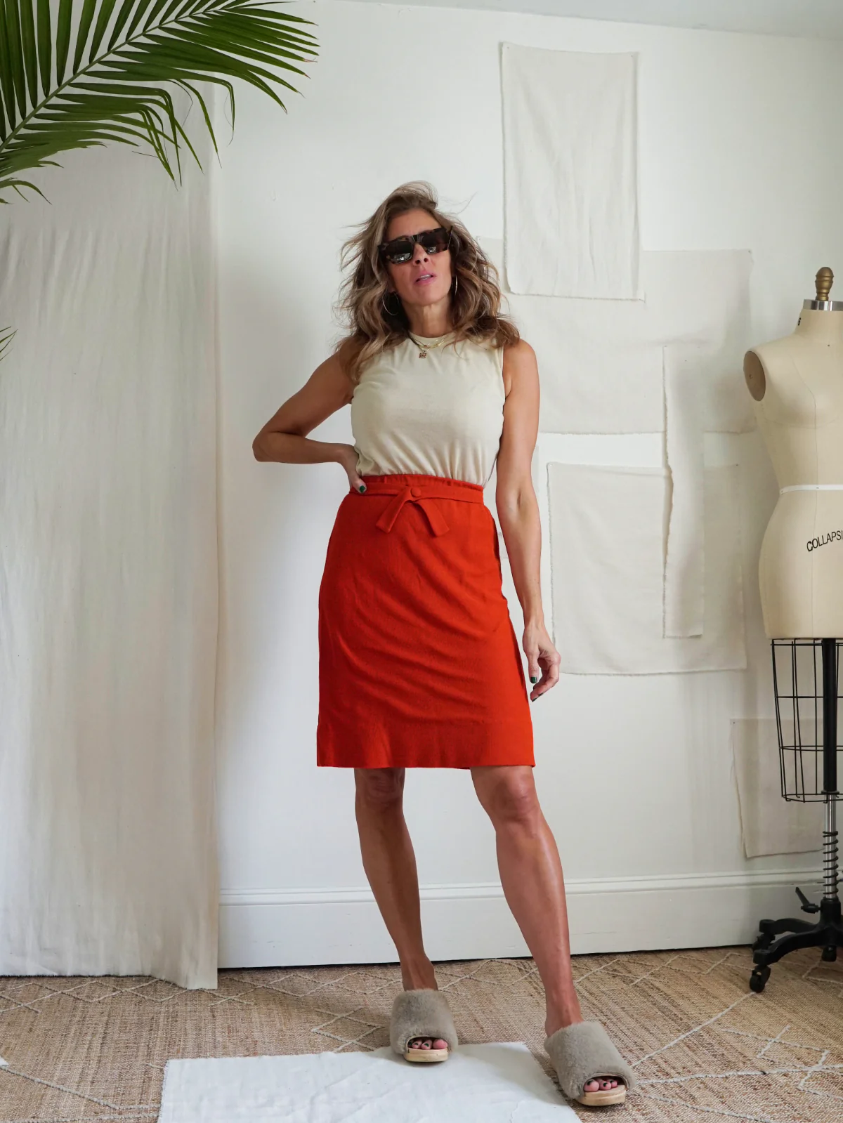 60s Pumpkin Orange Spice Crop Blazer Skirt Mod Suit - Image 4