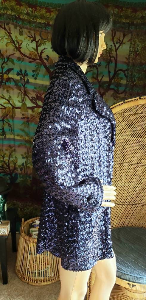 60s Purple Sequin Suit Coat Vintage Sequin Blazer Sparkly Sequin Jacket As Is Still Amazing Sequin Blazer - Image 7