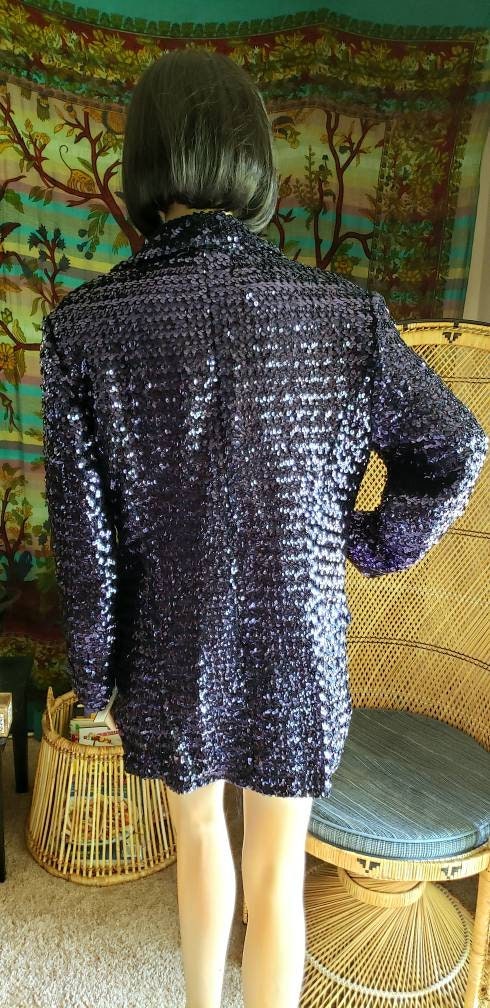 60s Purple Sequin Suit Coat Vintage Sequin Blazer Sparkly Sequin Jacket As Is Still Amazing Sequin Blazer - Image 8