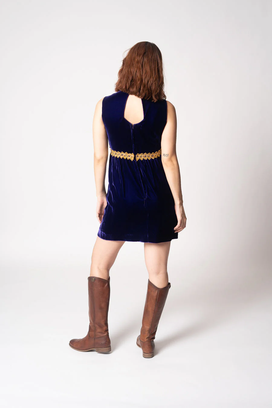 60s Purple Velvet Mini Dress - Image 10